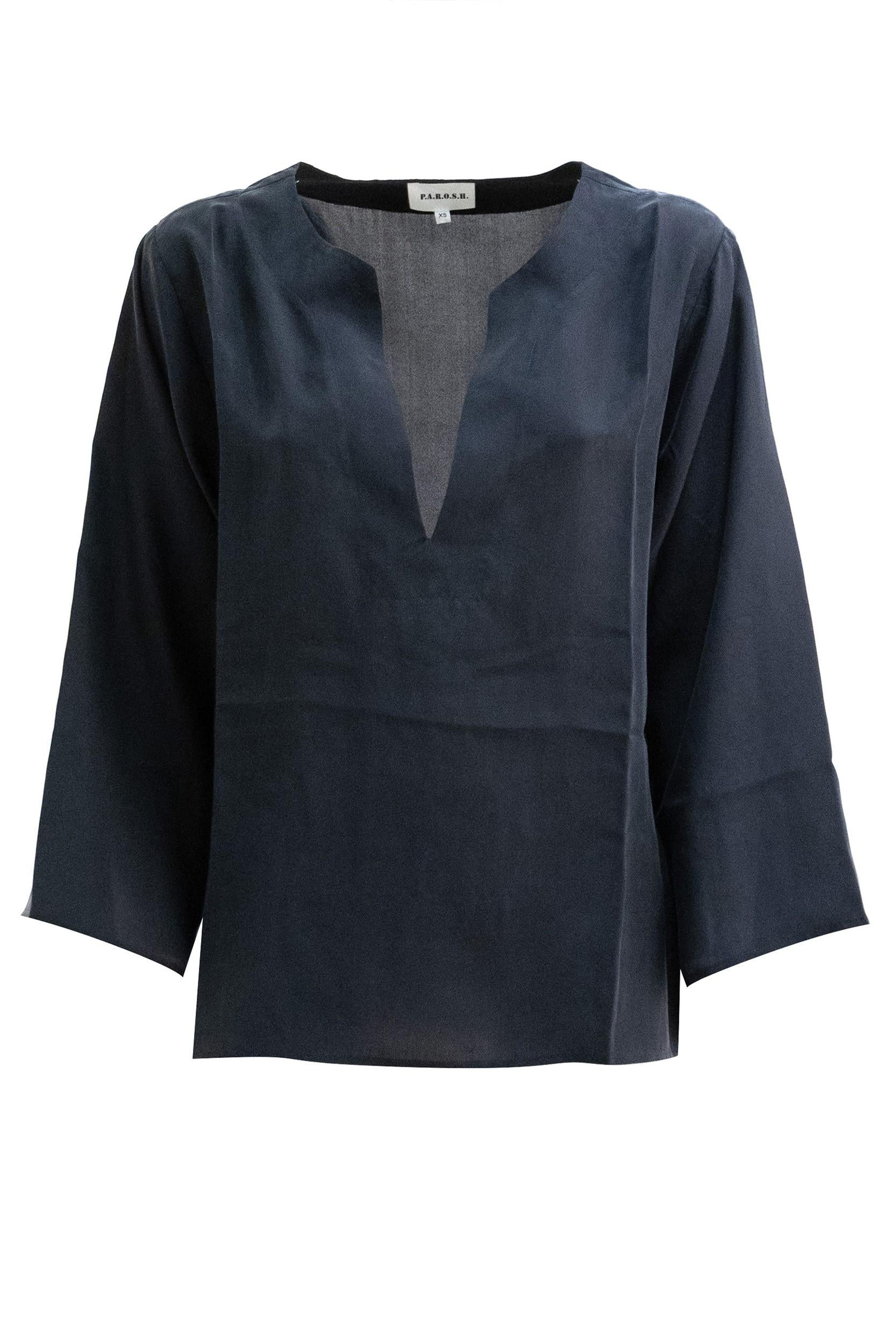 Blusa in seta di colore blu<BR/> SAXON-D311724 012 P.A.R.O.S.H. 
