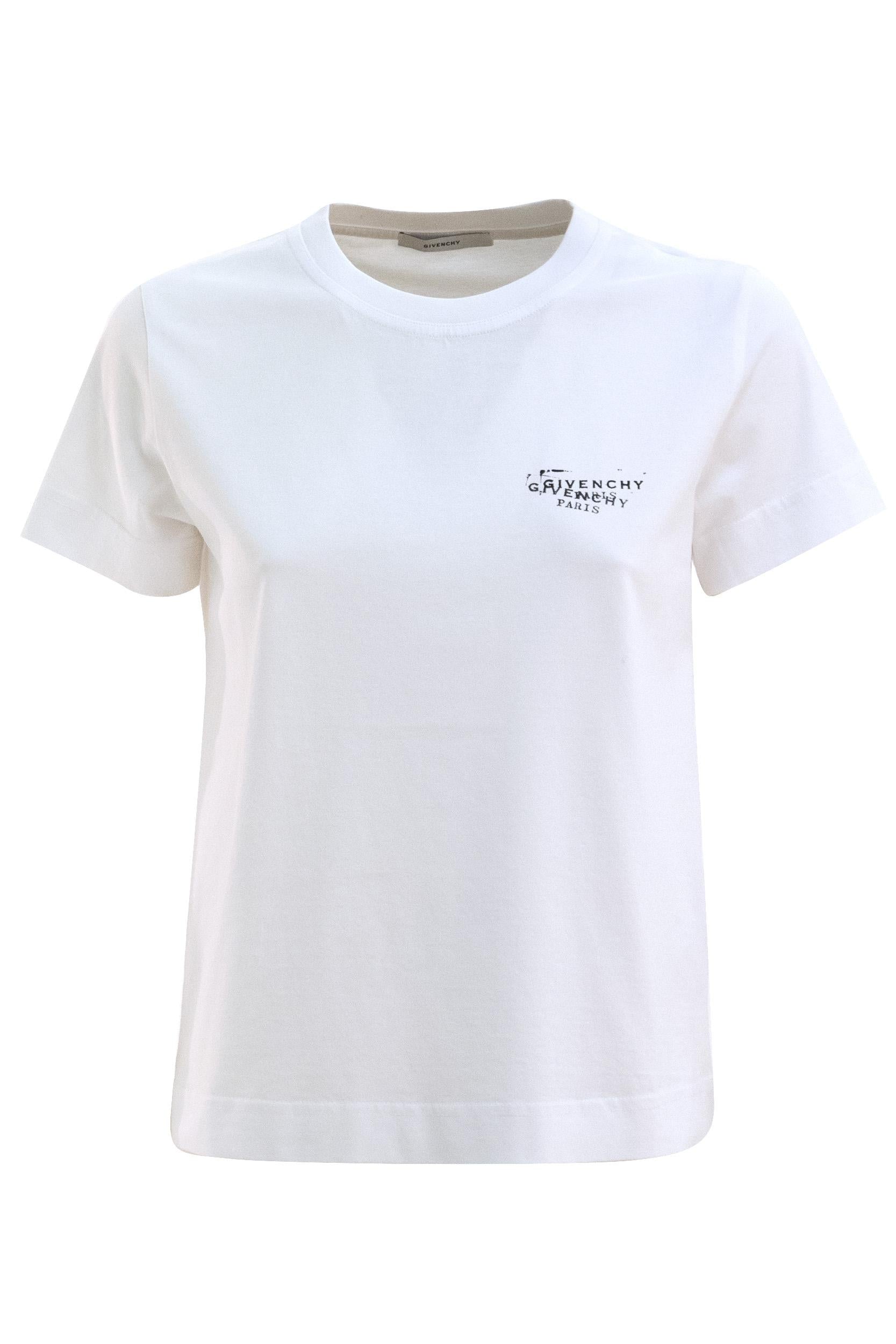 T-shirt in cotone di colore bianco<BR/> BW70FJP7A7 100 GIVENCHY 