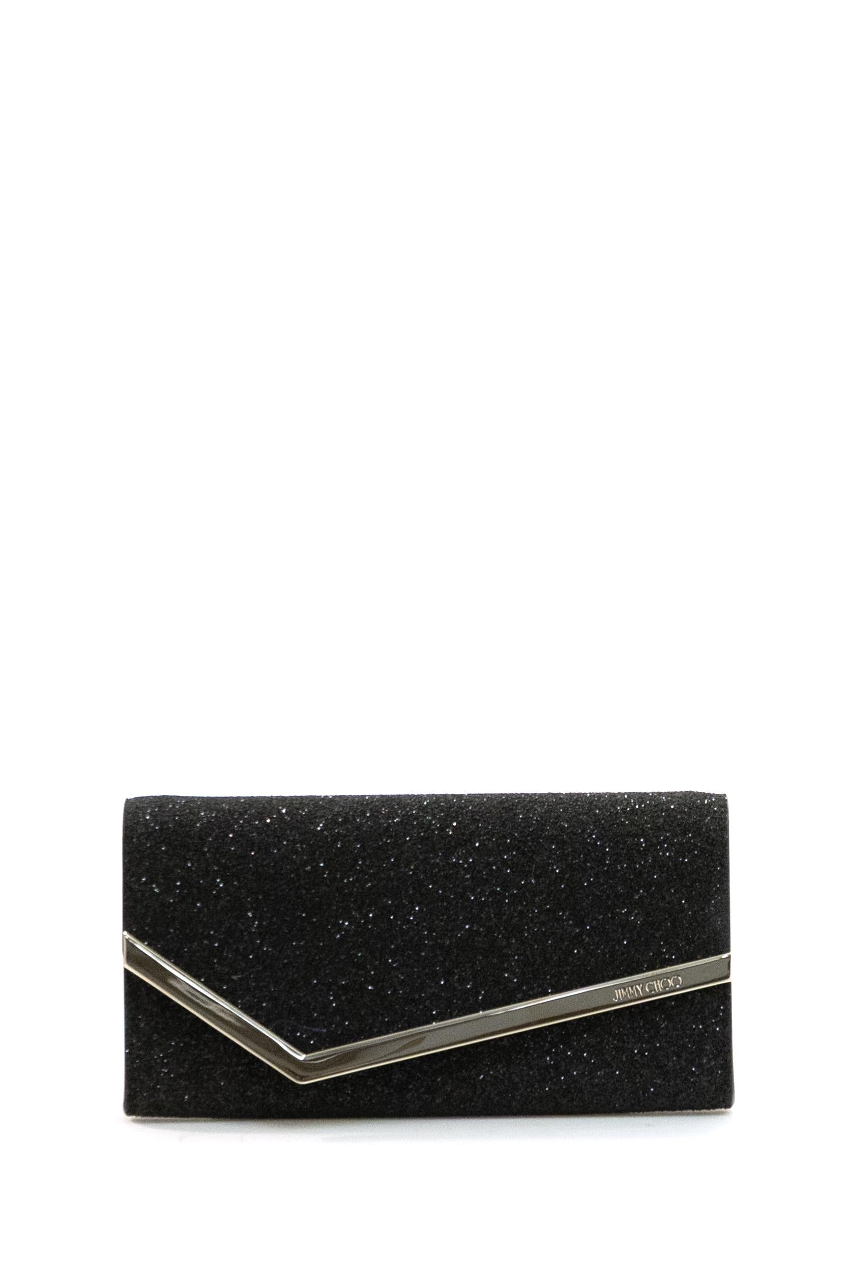 Pochette Emmie in Pelle<BR/> EMMIE GQI BLACK/LIGHT GOLD JIMMY CHOO 