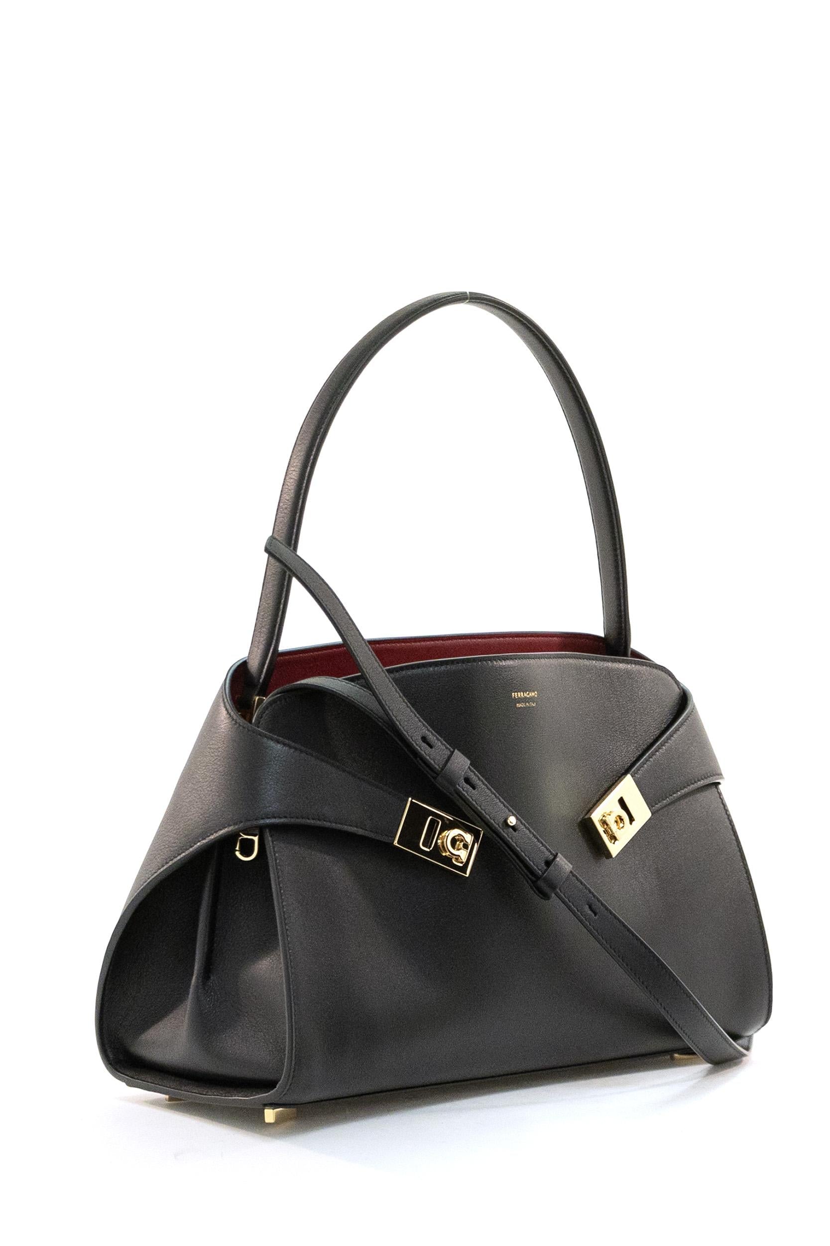 Borsa Hug<BR/> 219816 0781694 NERO/BORGOGNA FERRAGAMO 