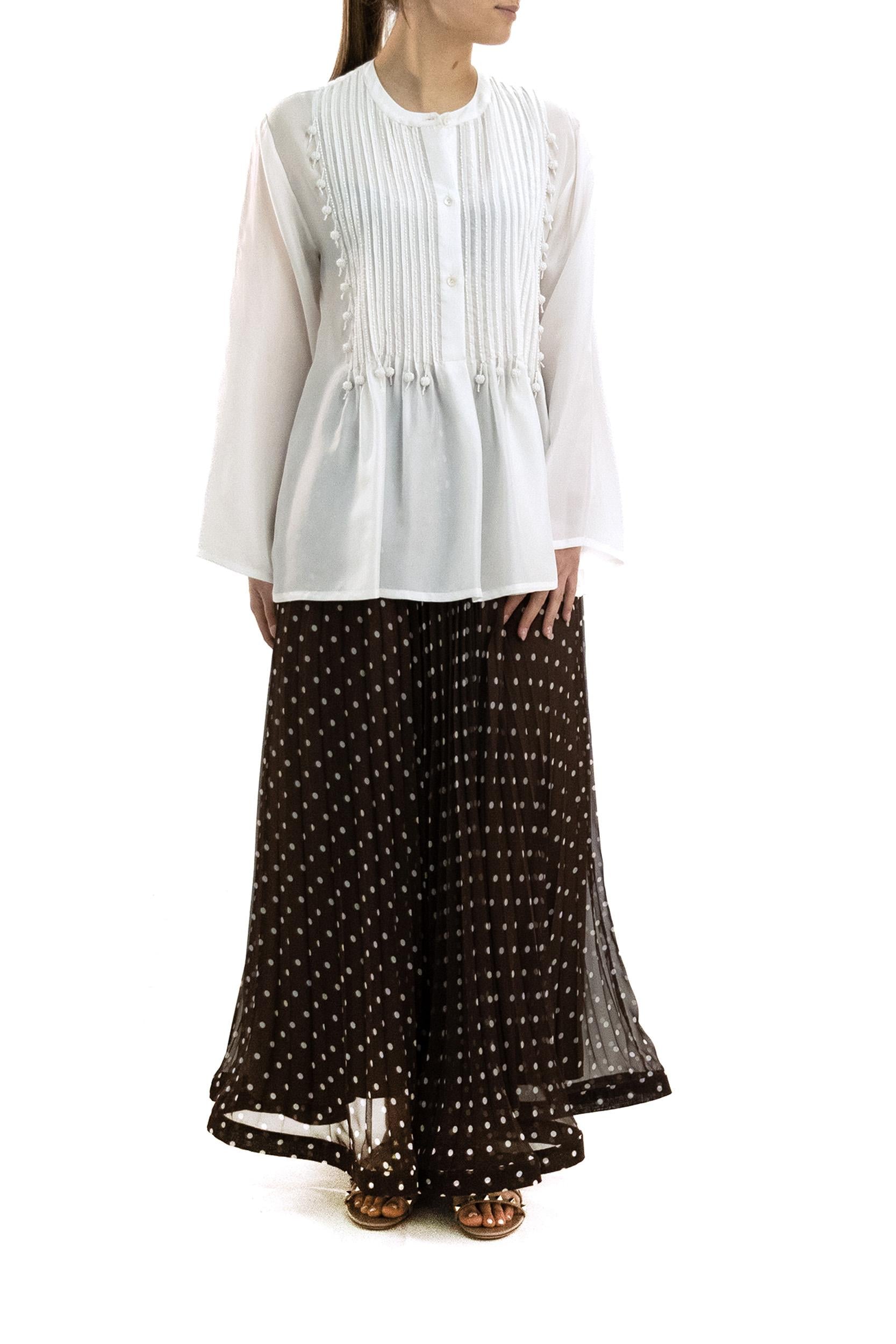 Blusa in seta di colore bianco<BR/> SADIO-D311734 001 P.A.R.O.S.H. 