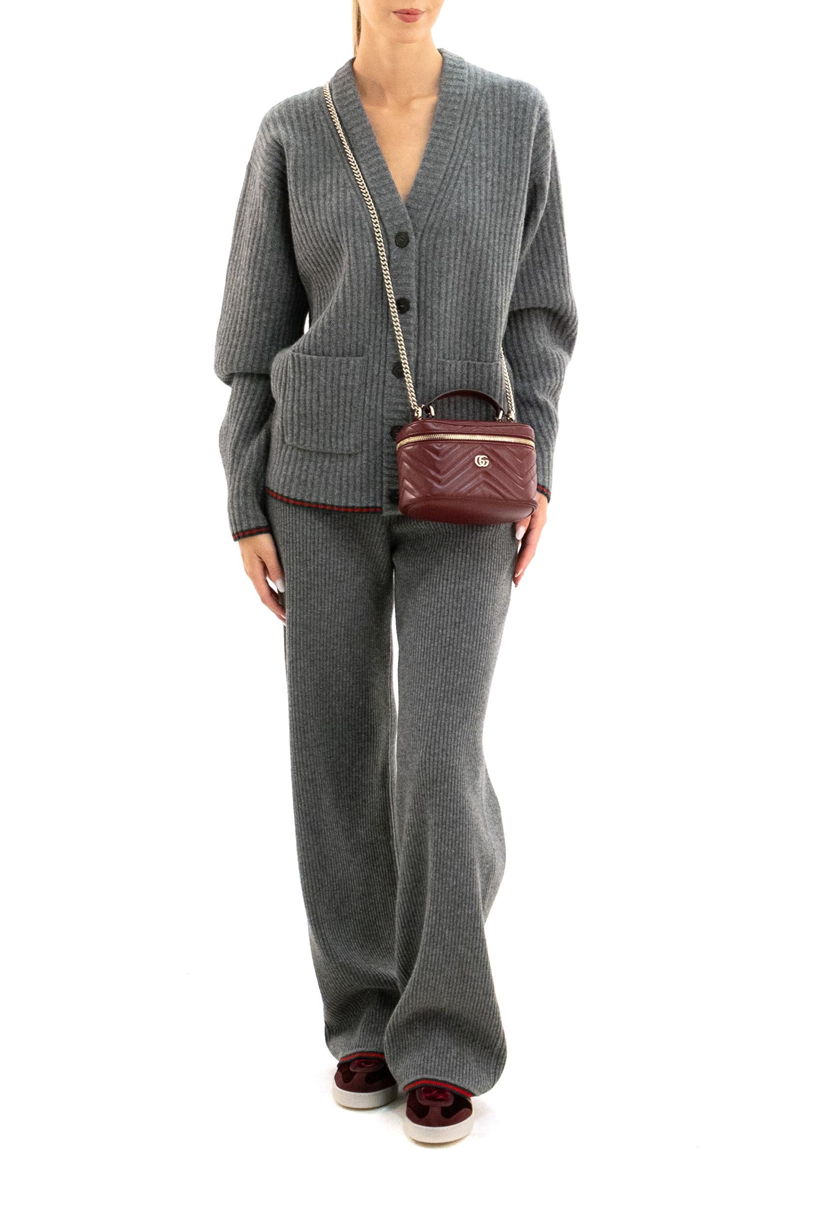 Cardigan in lana a coste grigio<BR/> 835979 XKEX6 1073 GUCCI 