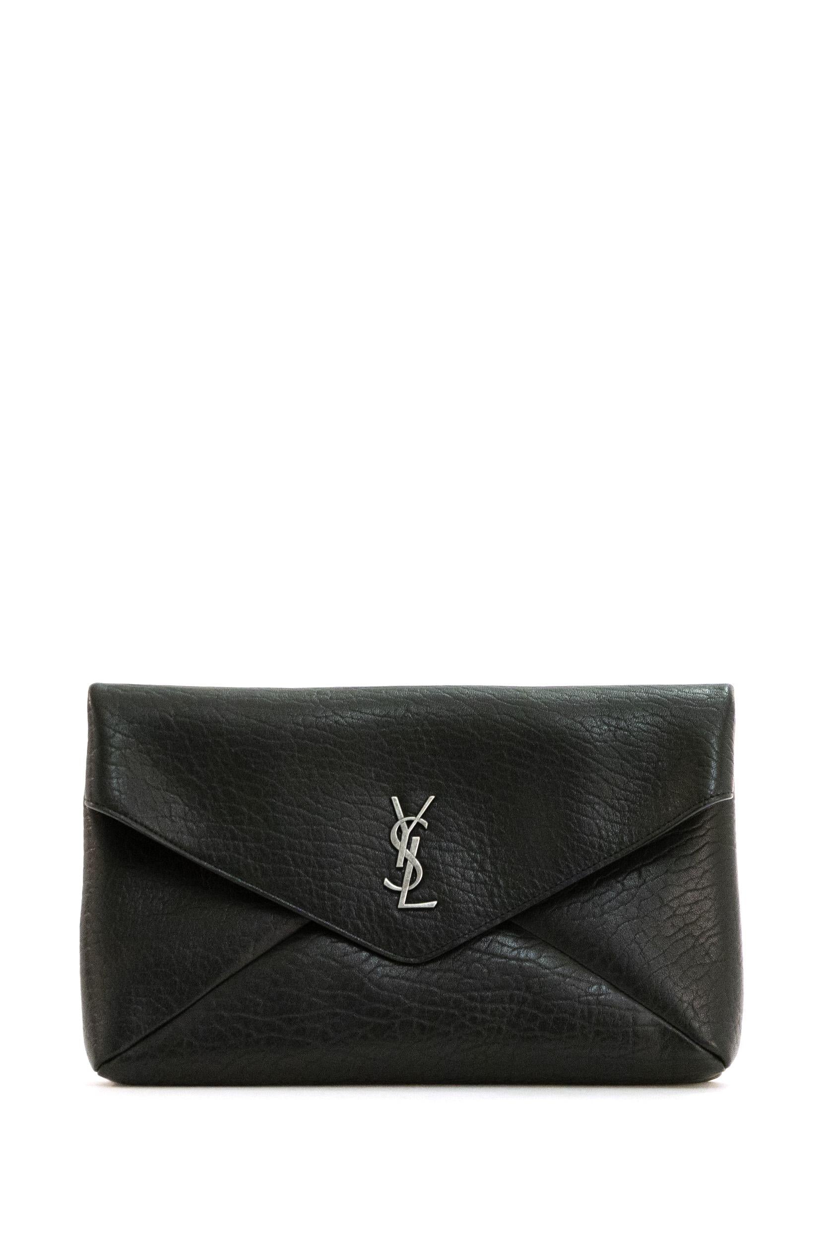 Pochette Envelope Cassandre in pelle martellata color nero<BR/><BR/> 778181 AACIA 1000 SAINT LAURENT 