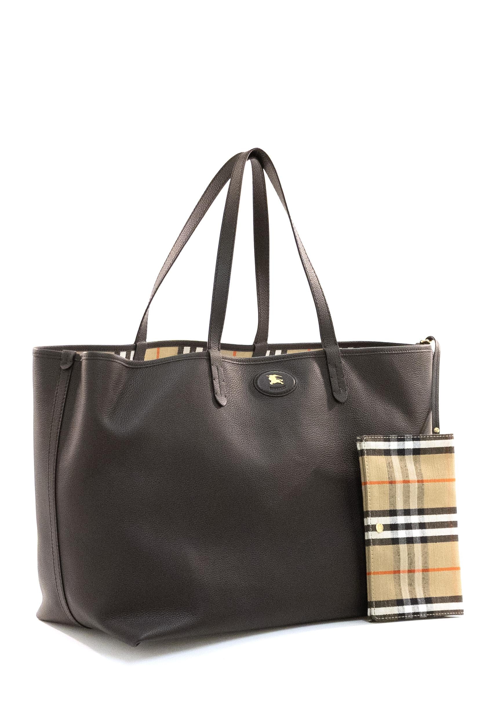 Tote Bloomsbury Media Reversibile in Pelle<BR/> 8120718 SANDPEAT BURBERRY 