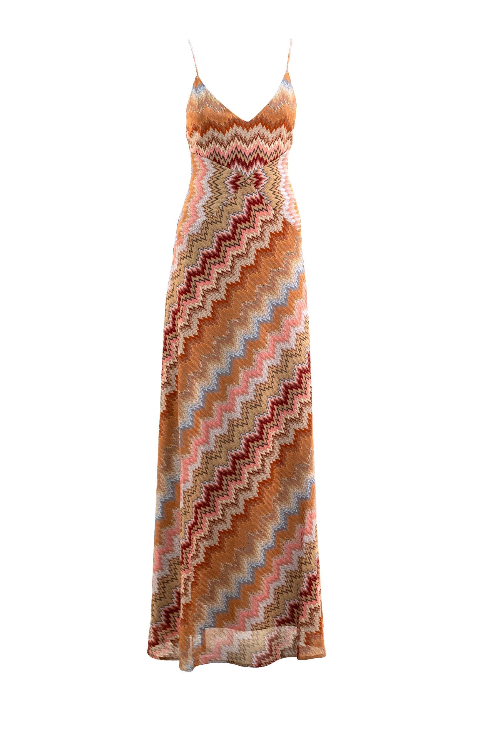 Abito Lungo in Viscosa Chevron<BR/> DS26SG29-BR014T SM9Y1 MISSONI 