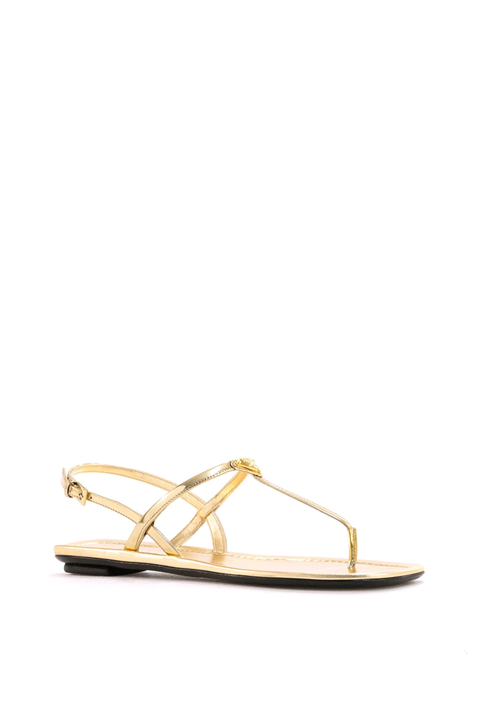 Sandali infradito in pelle verniciata color platino<BR/> 1Y395O F 005 3AU1 F0522 PRADA 