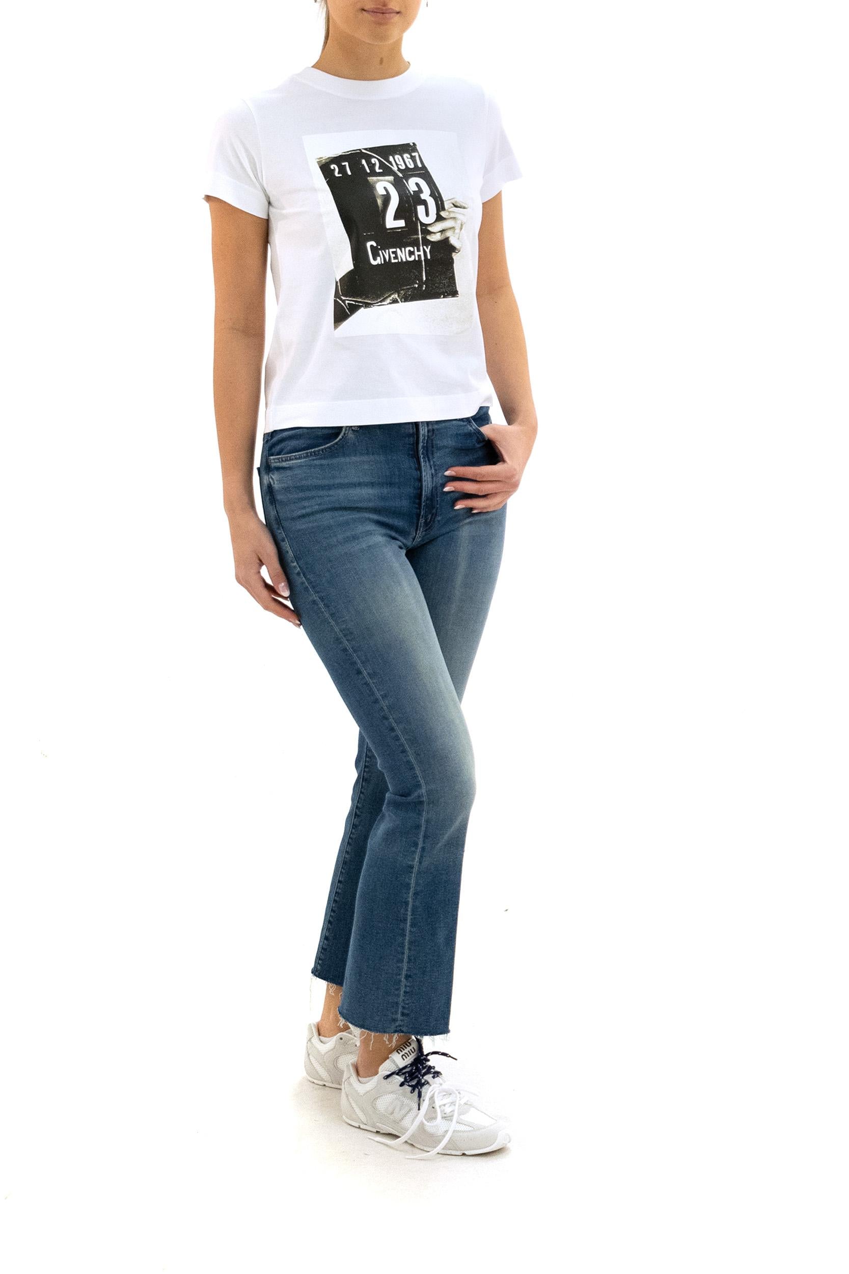 T-shirt in cotone di colore bianco<BR/> BW70FJP7A4 100 GIVENCHY 