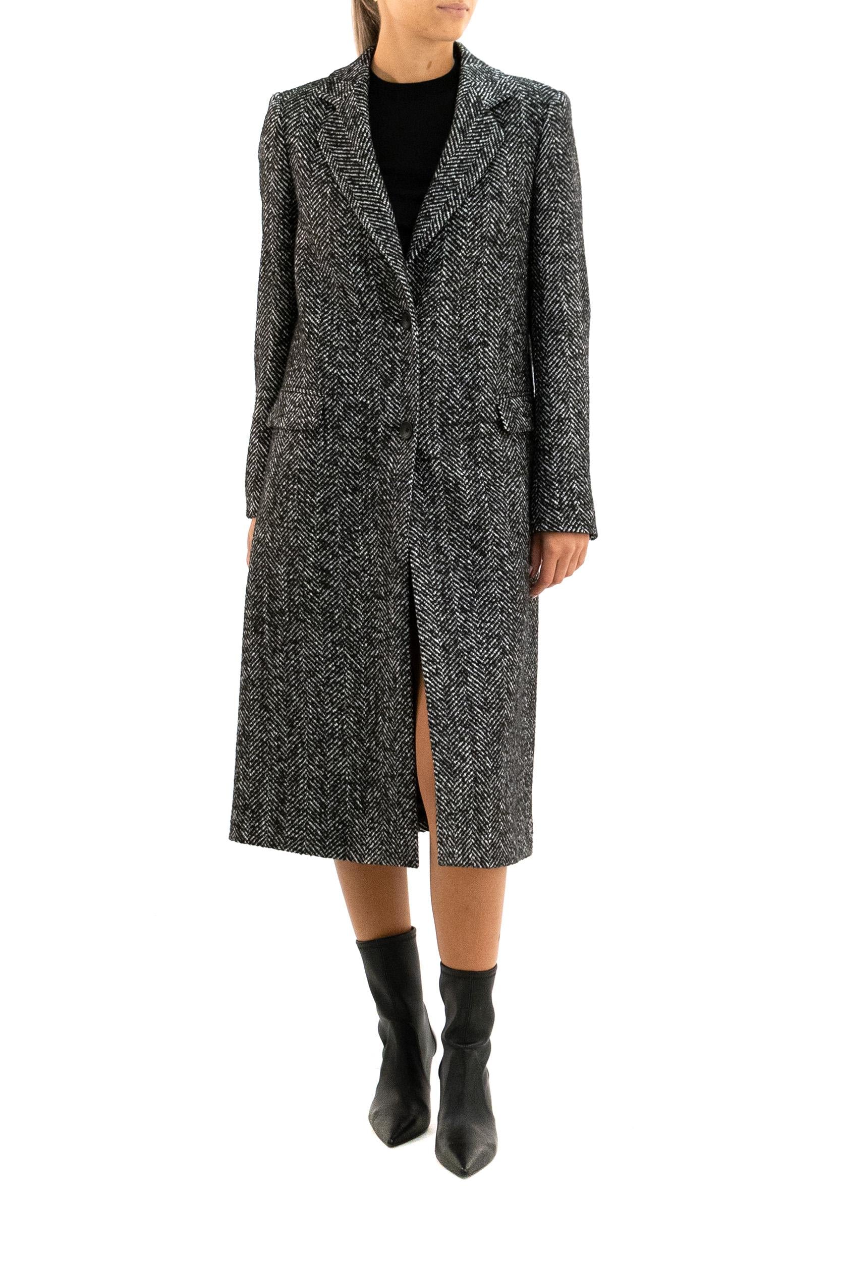 TAGLIATORE Cappotto in lana a motivo spigato grigio e nero<BR/> AMANDA 340218S N645 TAGLIATORE 