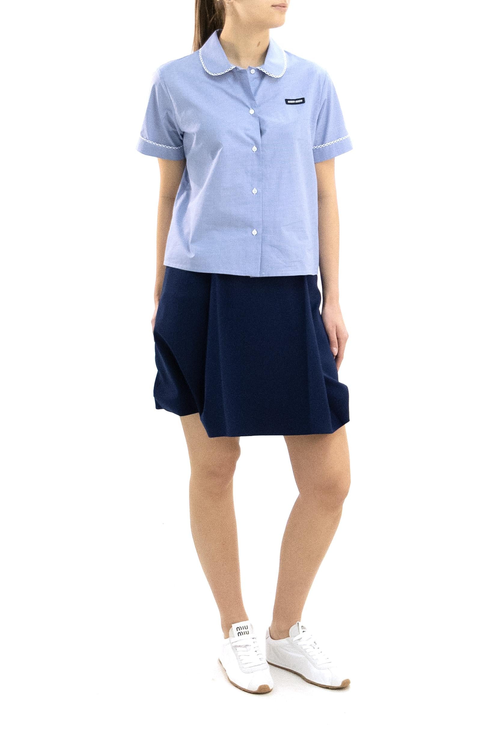 Camicia Maniche Corte in Popeline<BR/> MK2016 S OOO 187G F0AZ1 MIU MIU 
