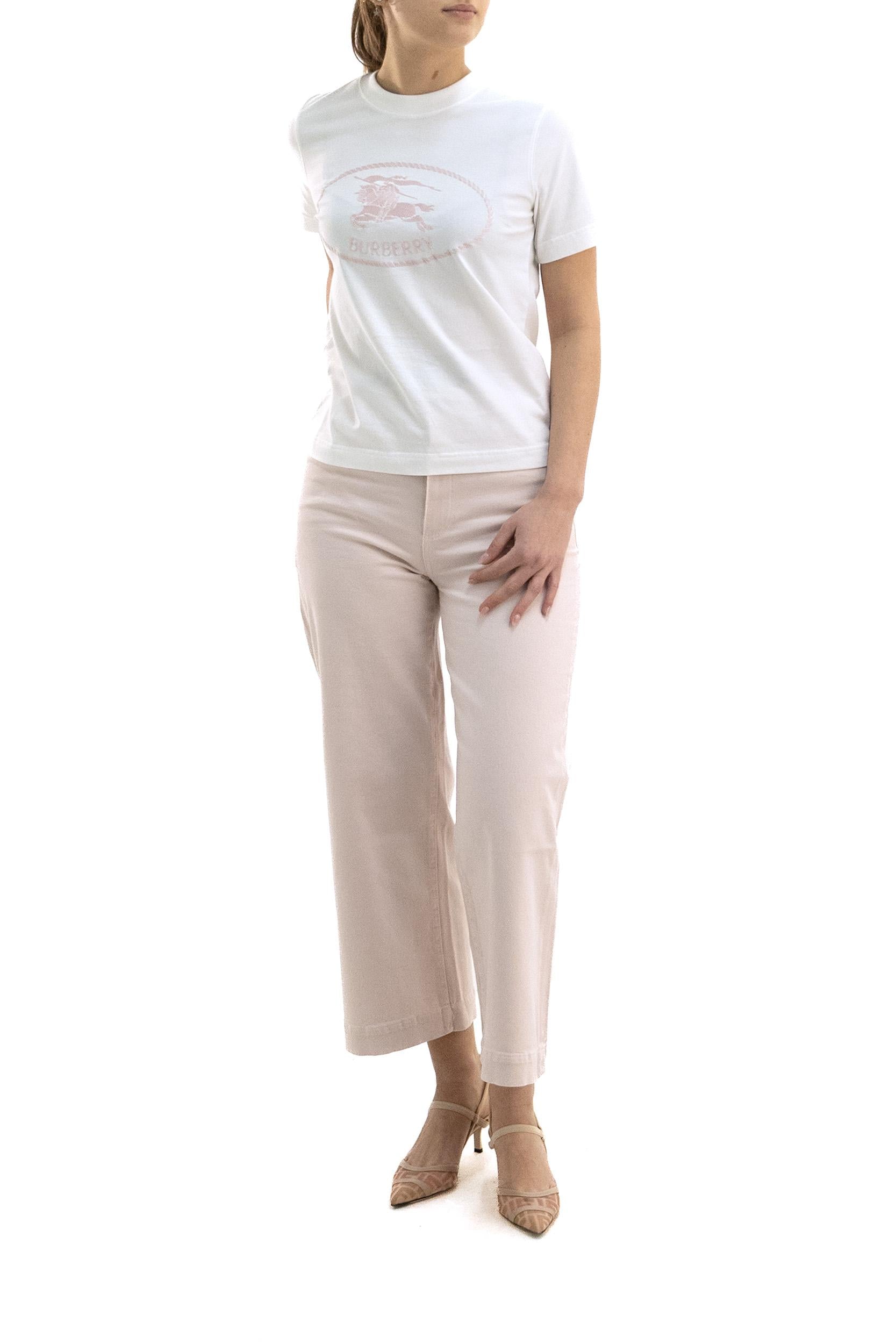 T-shirt in Cotone con Knight Stamp<BR/> 8123347 CHALKPINK BURBERRY 