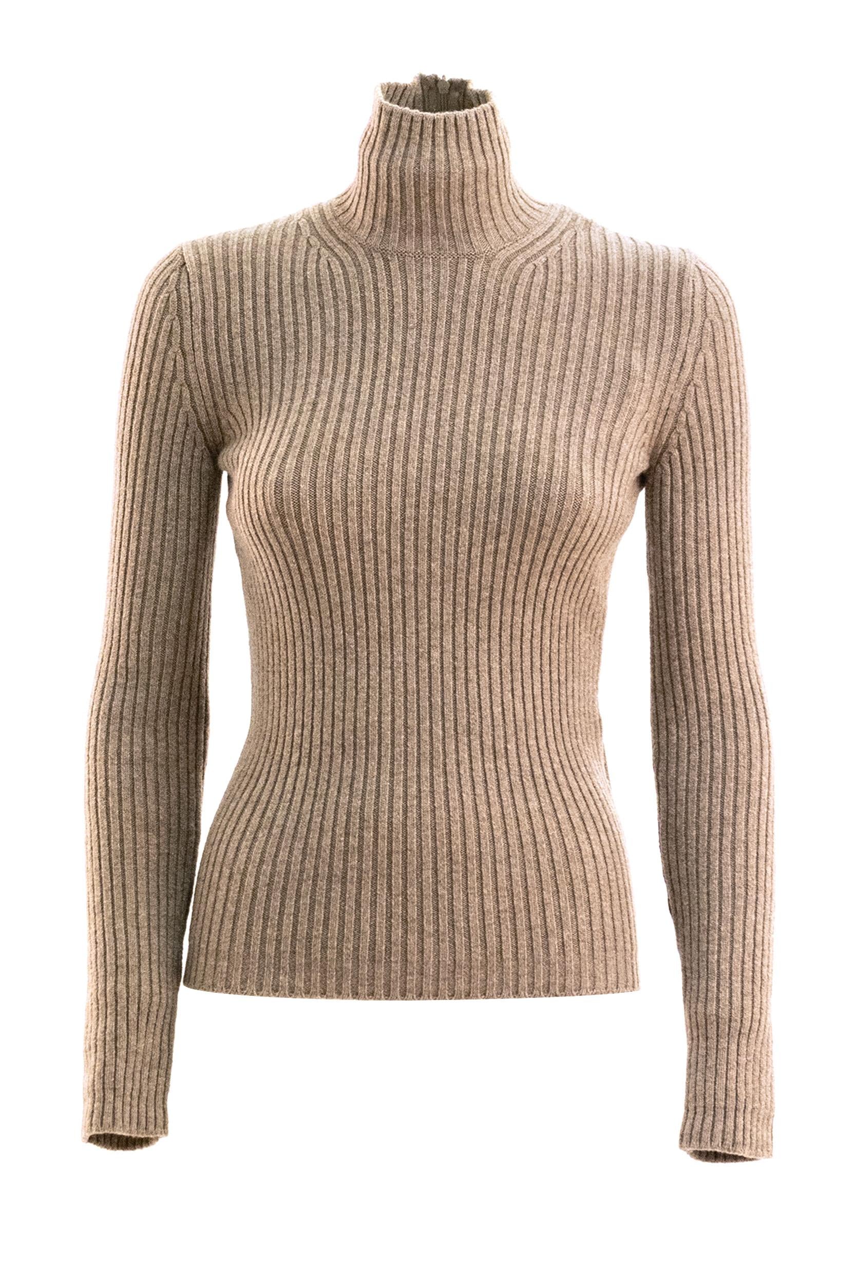 Pullover Aral in lana e cachemire a coste di colore beige<BR/> ARAL1234 002 MAX MARA 
