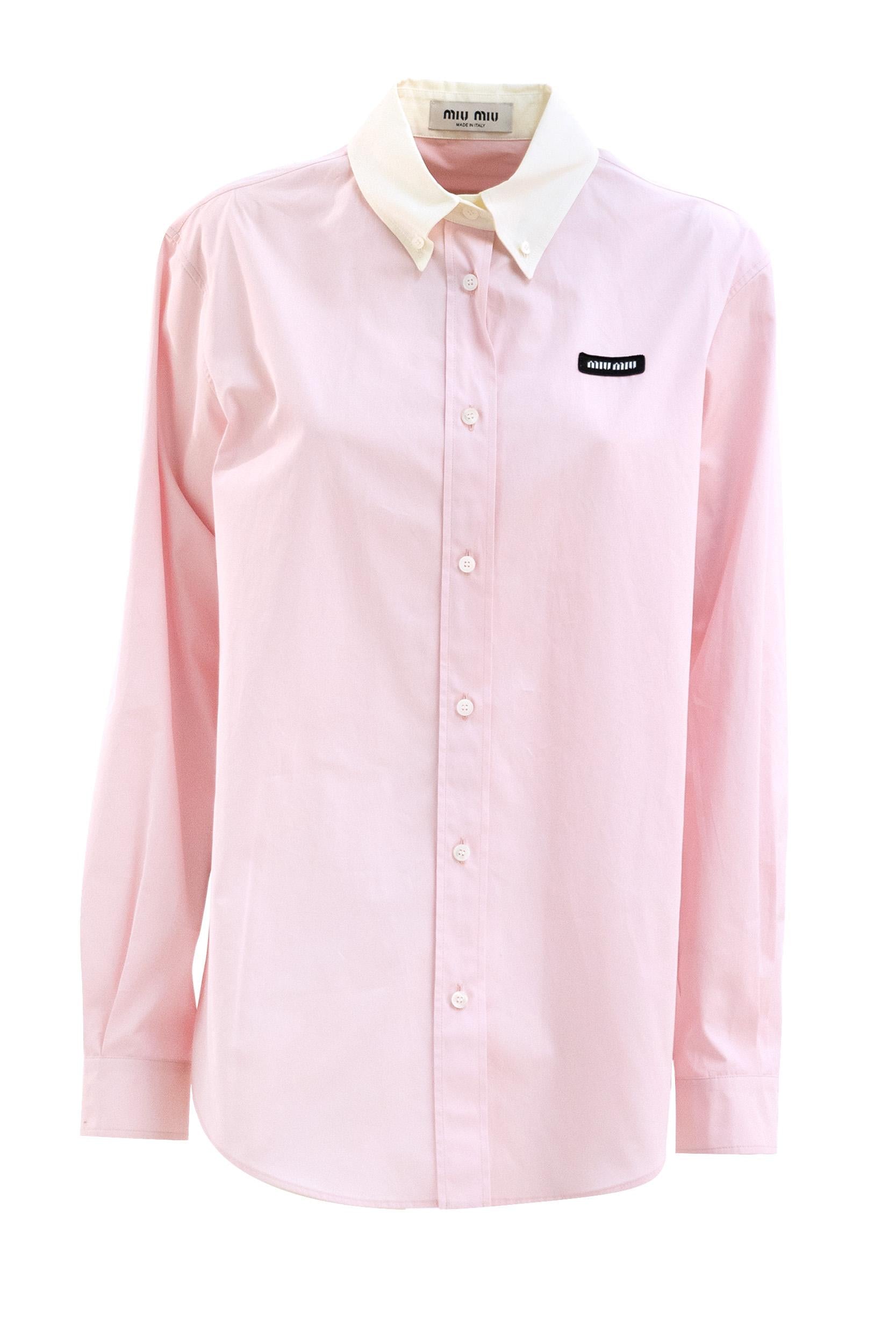 Camicia in popeline color rosa<BR/> MK1693 S AM1 10RG F0028 MIU MIU 