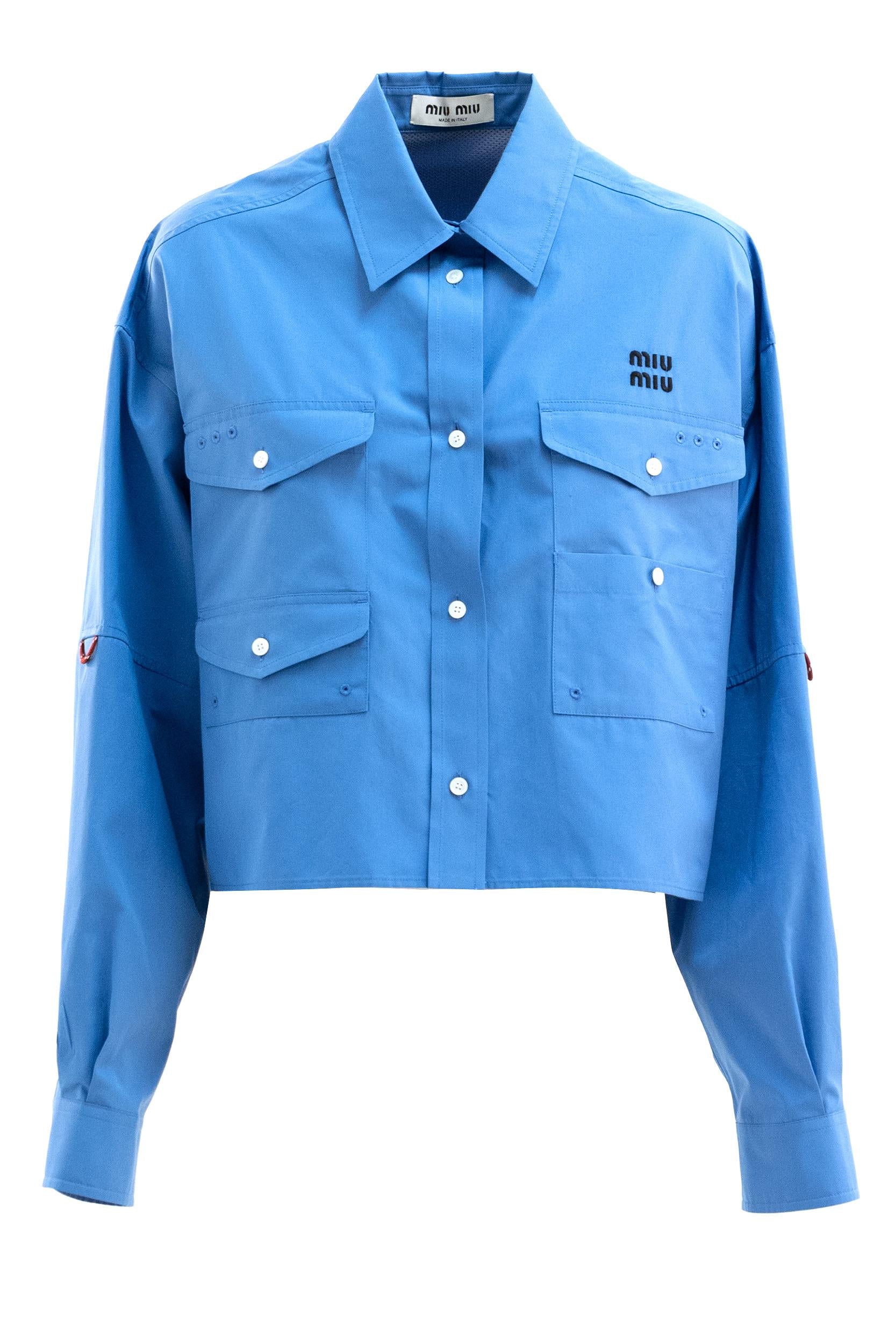Camicia in cotone di colore azzurro<BR/> MK2025 S OOO 10RG F0237 MIU MIU 