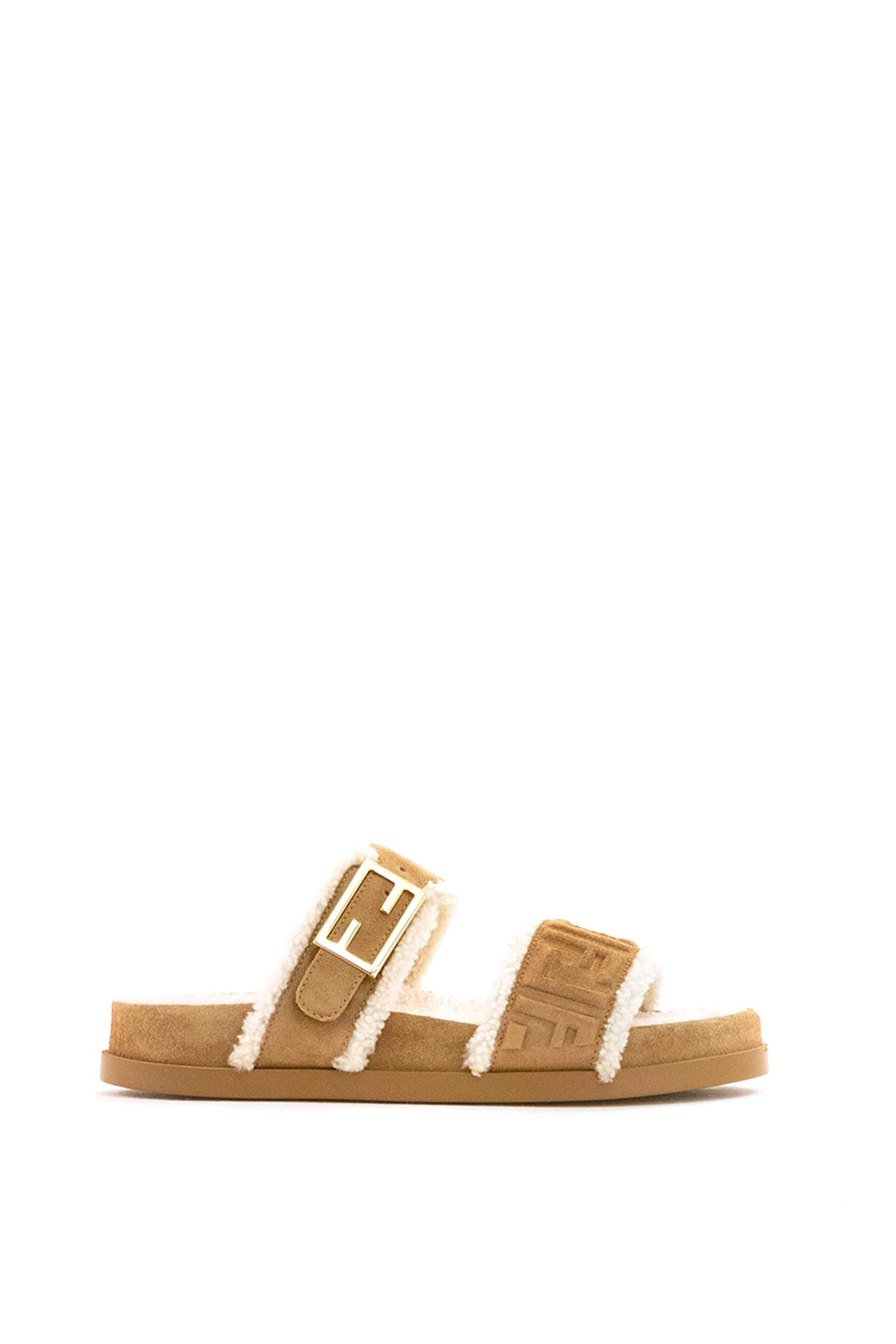 Slide in suede FF marrone e montone<BR/> 8X8710 AY9R F1TOO FENDI 