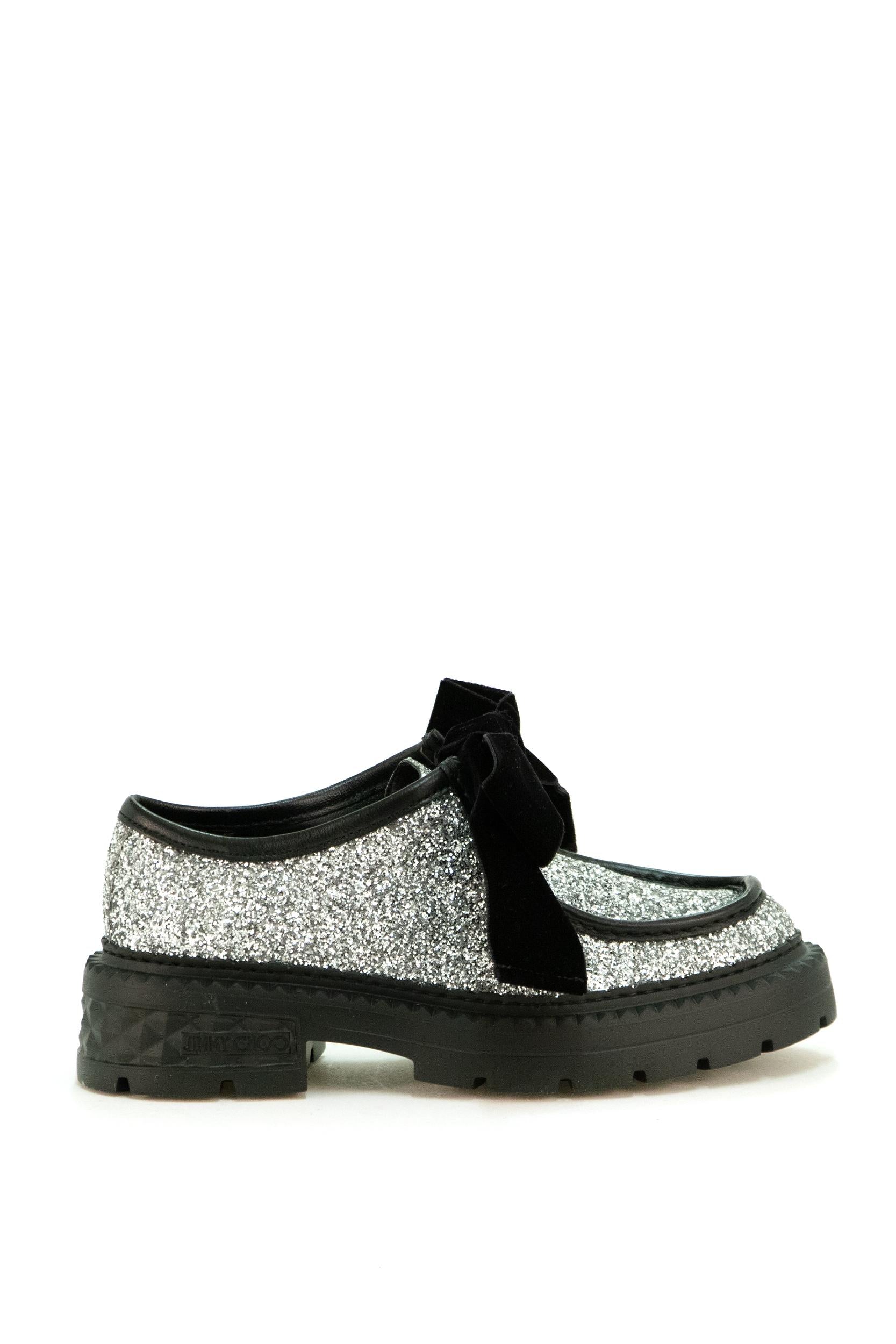 Mocassini Marlow<BR/> MARLOW MOCASSIN/F QJP SILVER/BLACK JIMMY CHOO 