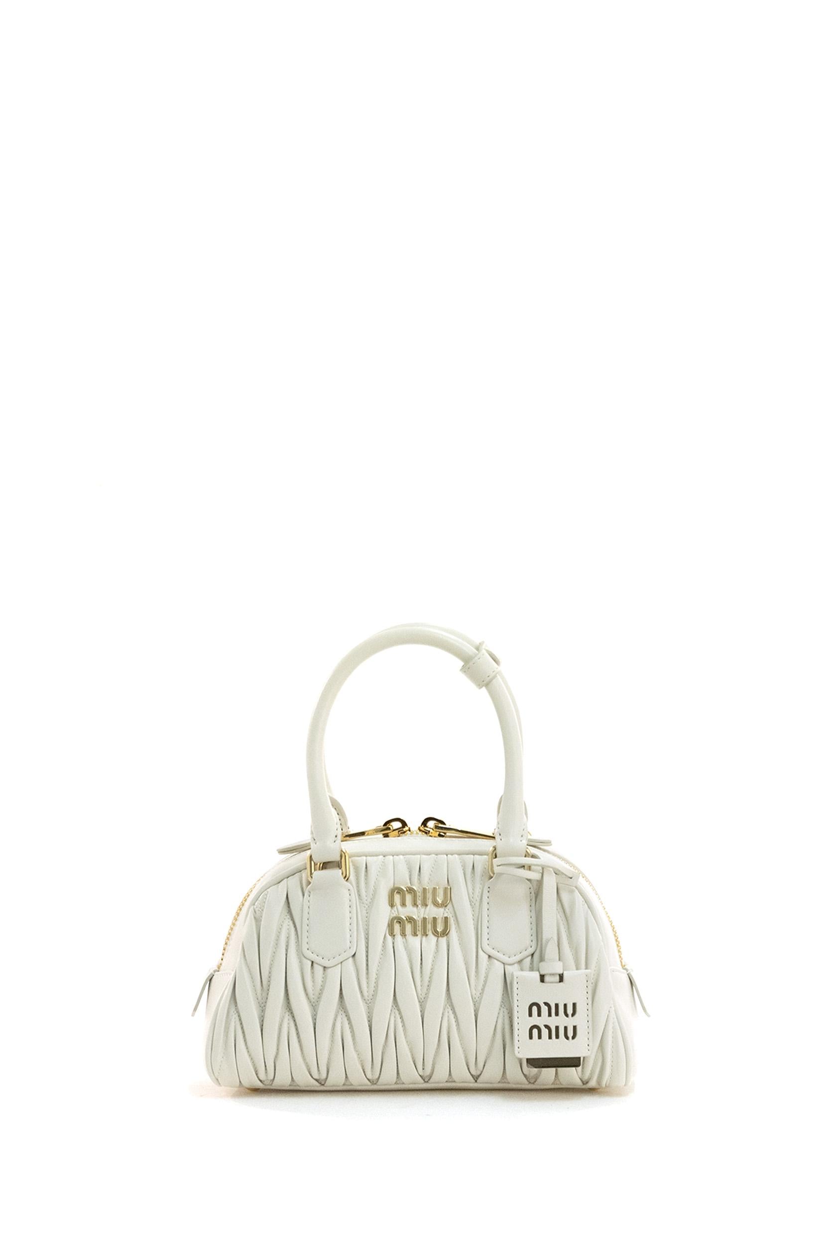Borsa Arcadie in nappa matelassé di colore bianco<BR/> 5BB191 V OLO AN88 F0009 MIU MIU 