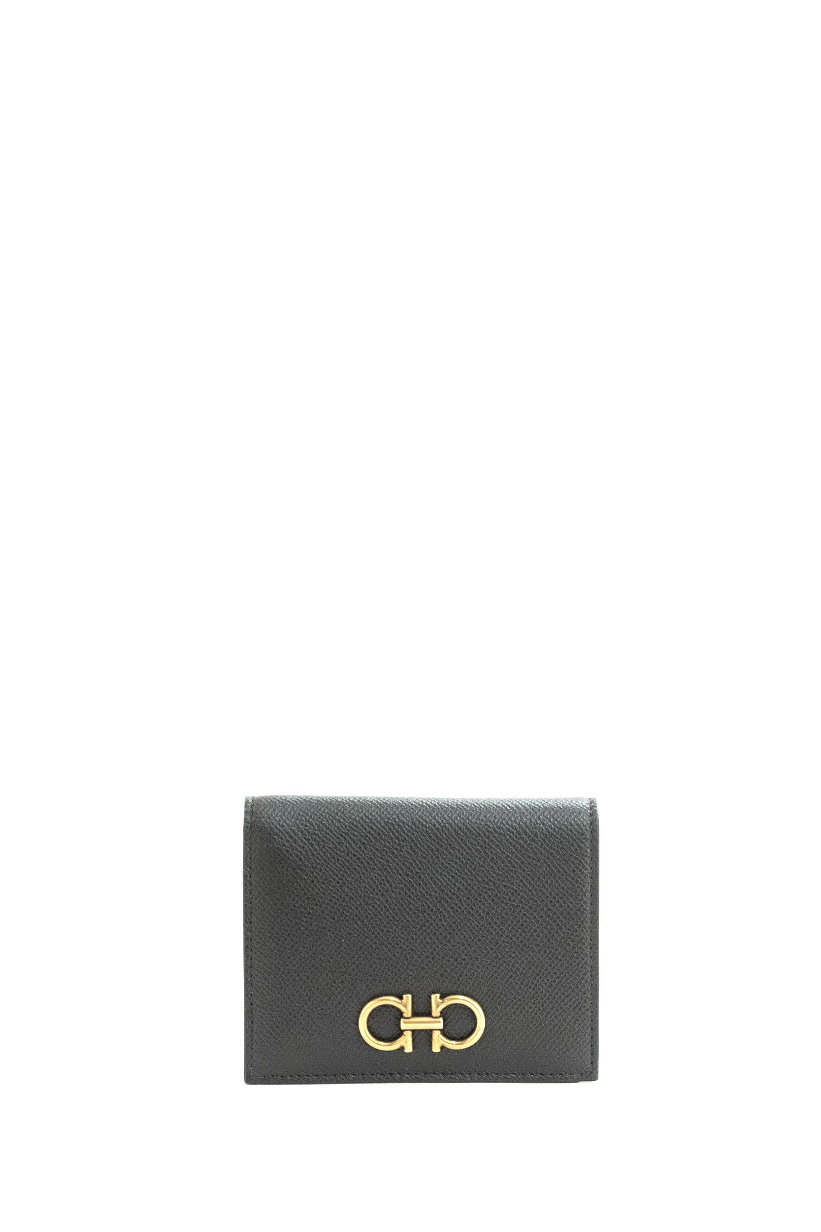 Portafoglio Gancini in Pelle<BR/> 22D780 0726512 NERO FERRAGAMO 