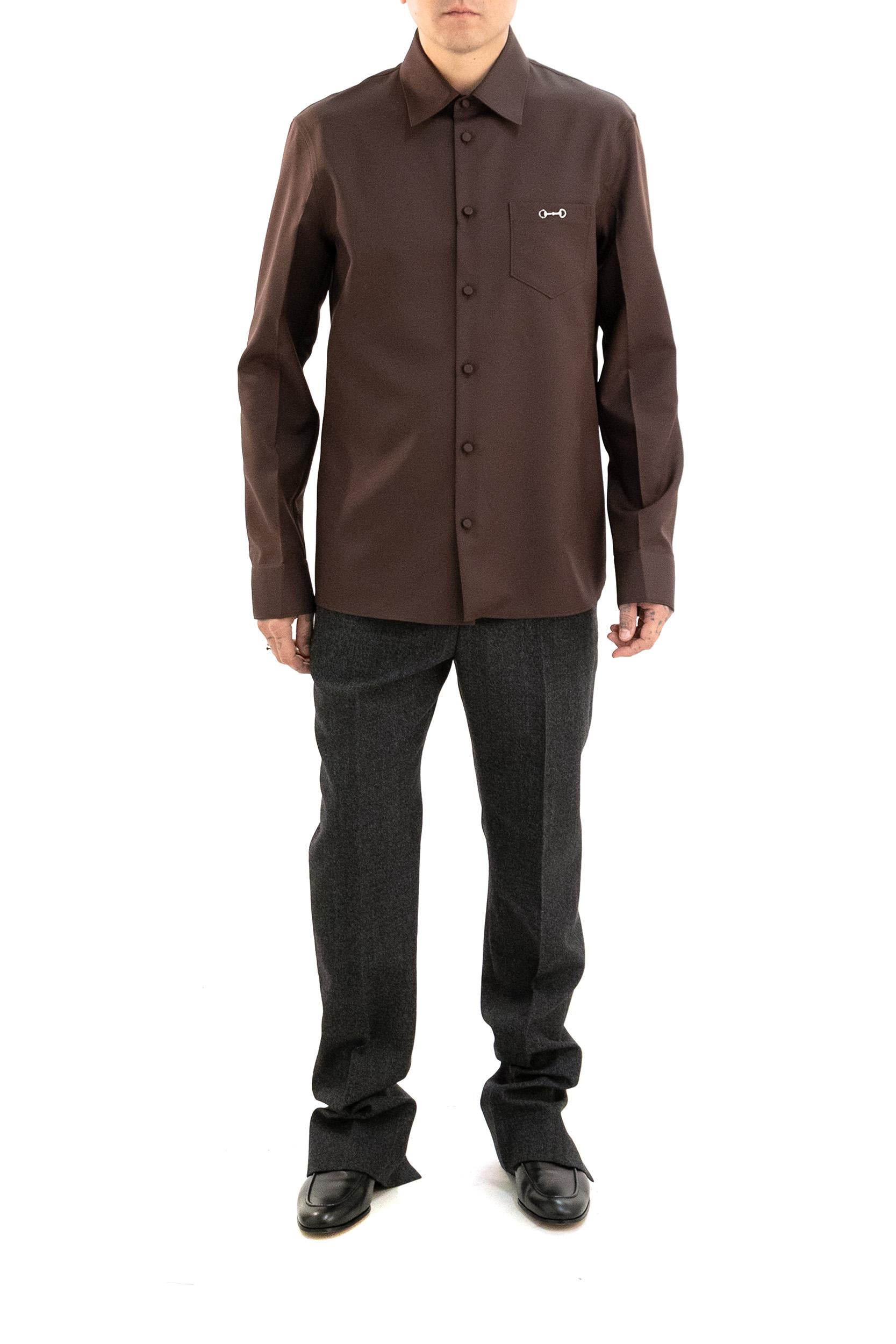 Camicia in twill di poliestere di colore marrone<BR/> 841624 ZAT43 2518 GUCCI 