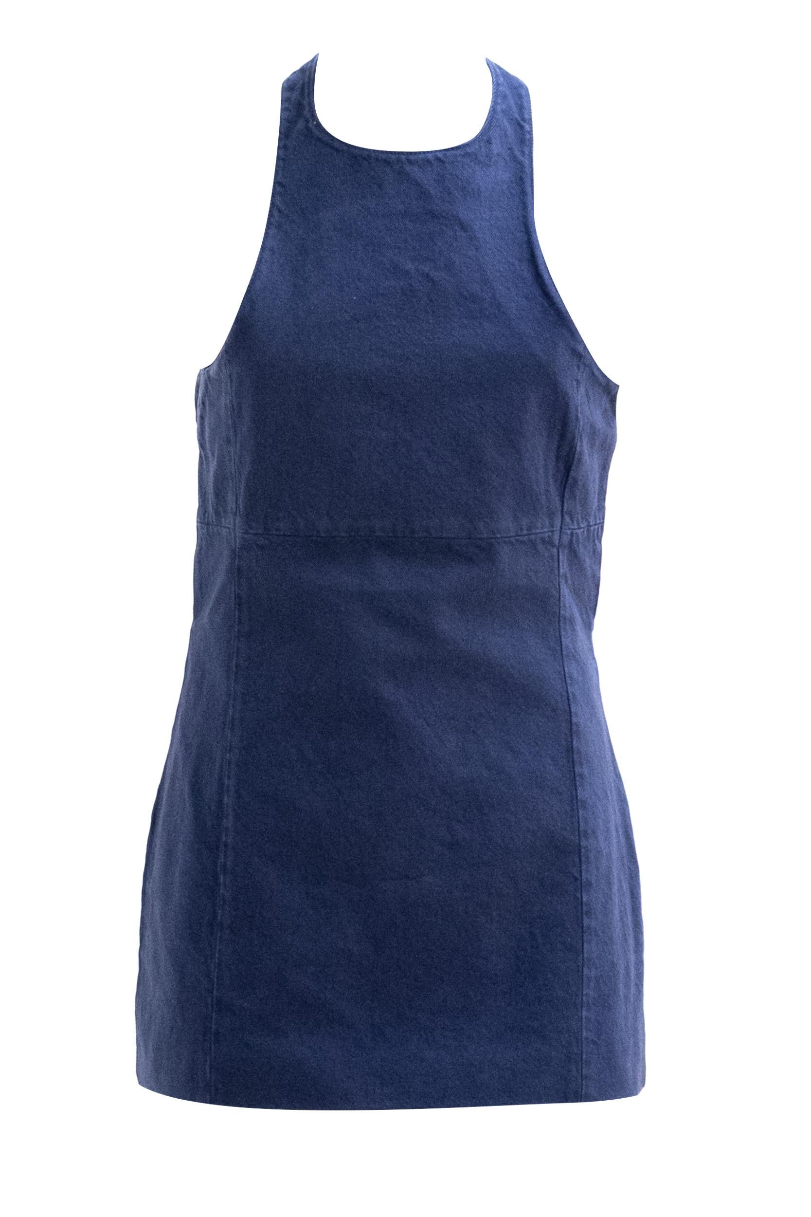 Abito corto in gabardine di colore blu<BR/> MF6345 S OOO 19JY F0021 MIU MIU 