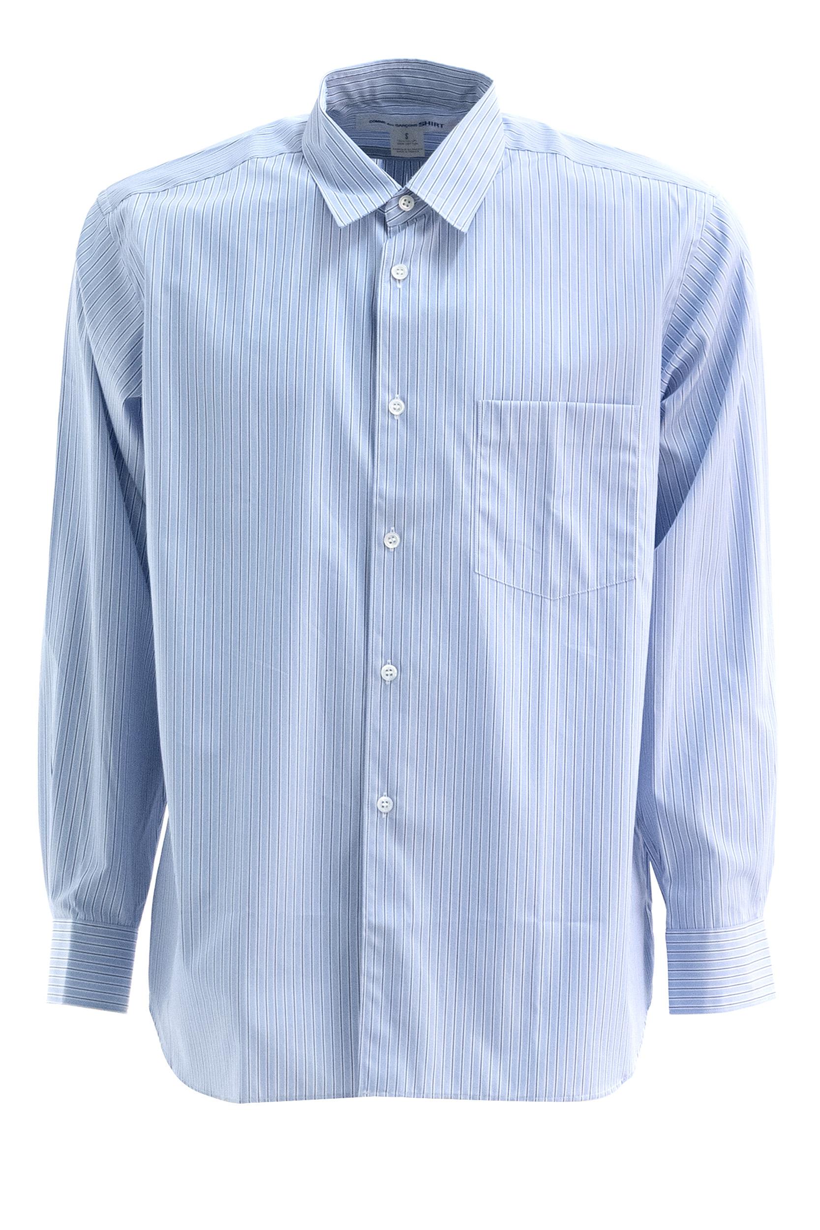 Camicia in cotone a righe di colore azzurro e bianco <BR/> FZ-B115 122 CDG SHIRT 