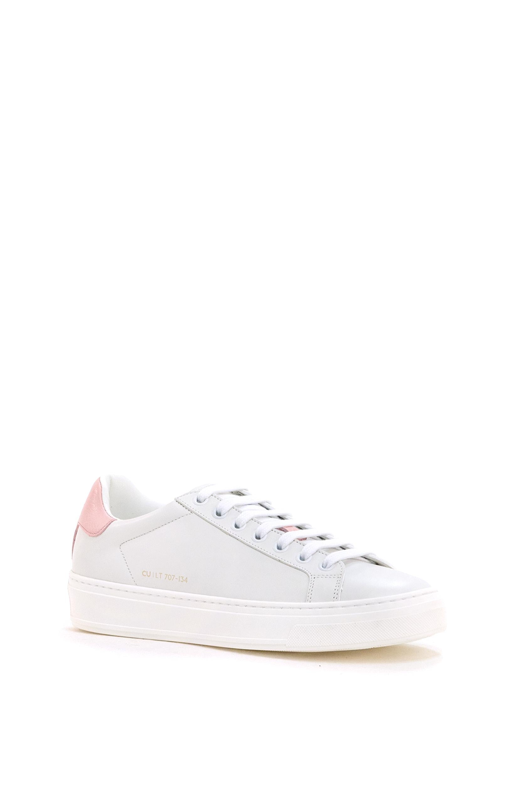 Sneakers CU | LT 707 in pelle di colore bianco<BR/> CU | LT 707 BABY PINK CU | LT ESSENCE 
