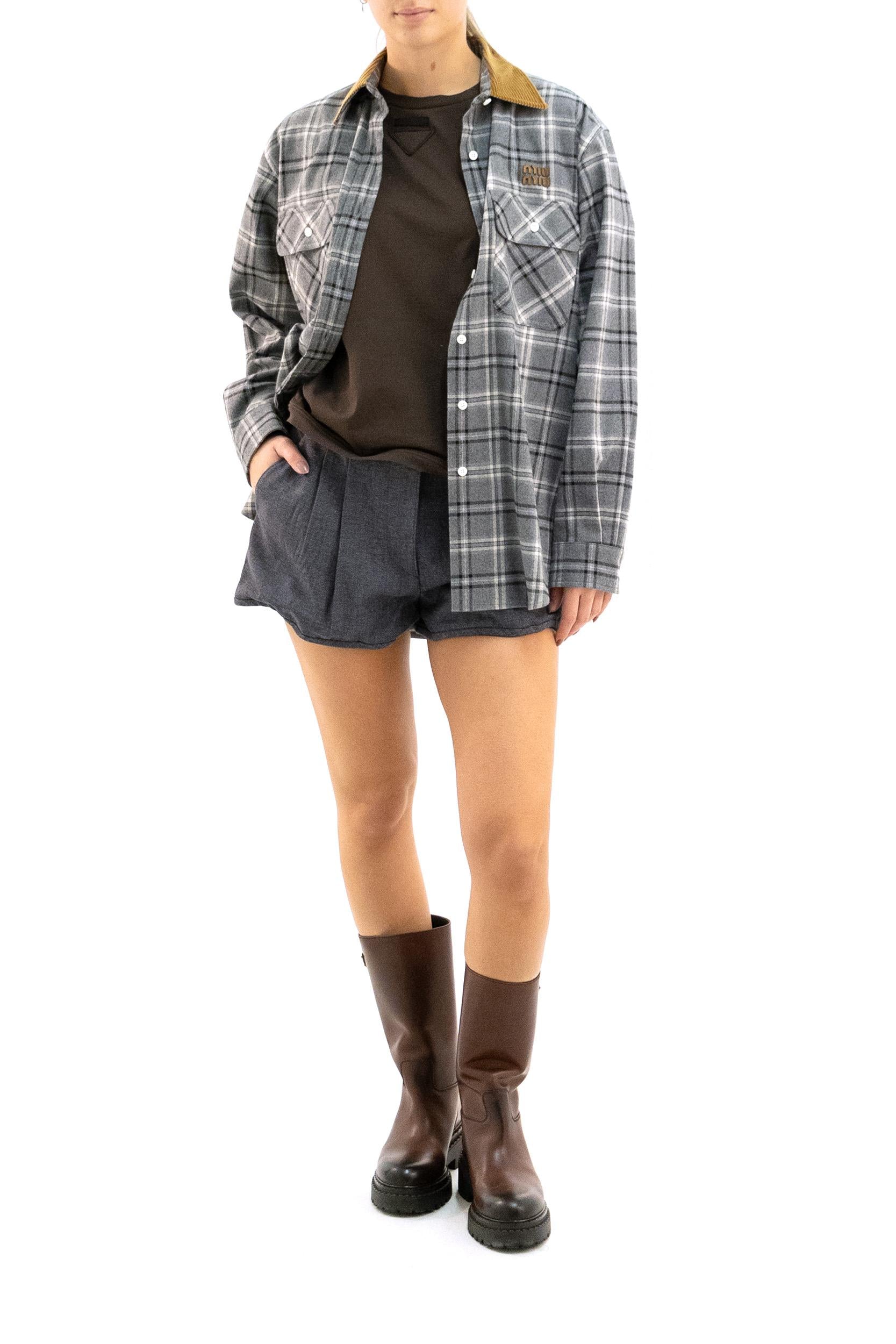 Camicia in flanella check color grigio<BR/> MK2010 S OOO 1807 F0480 MIU MIU 