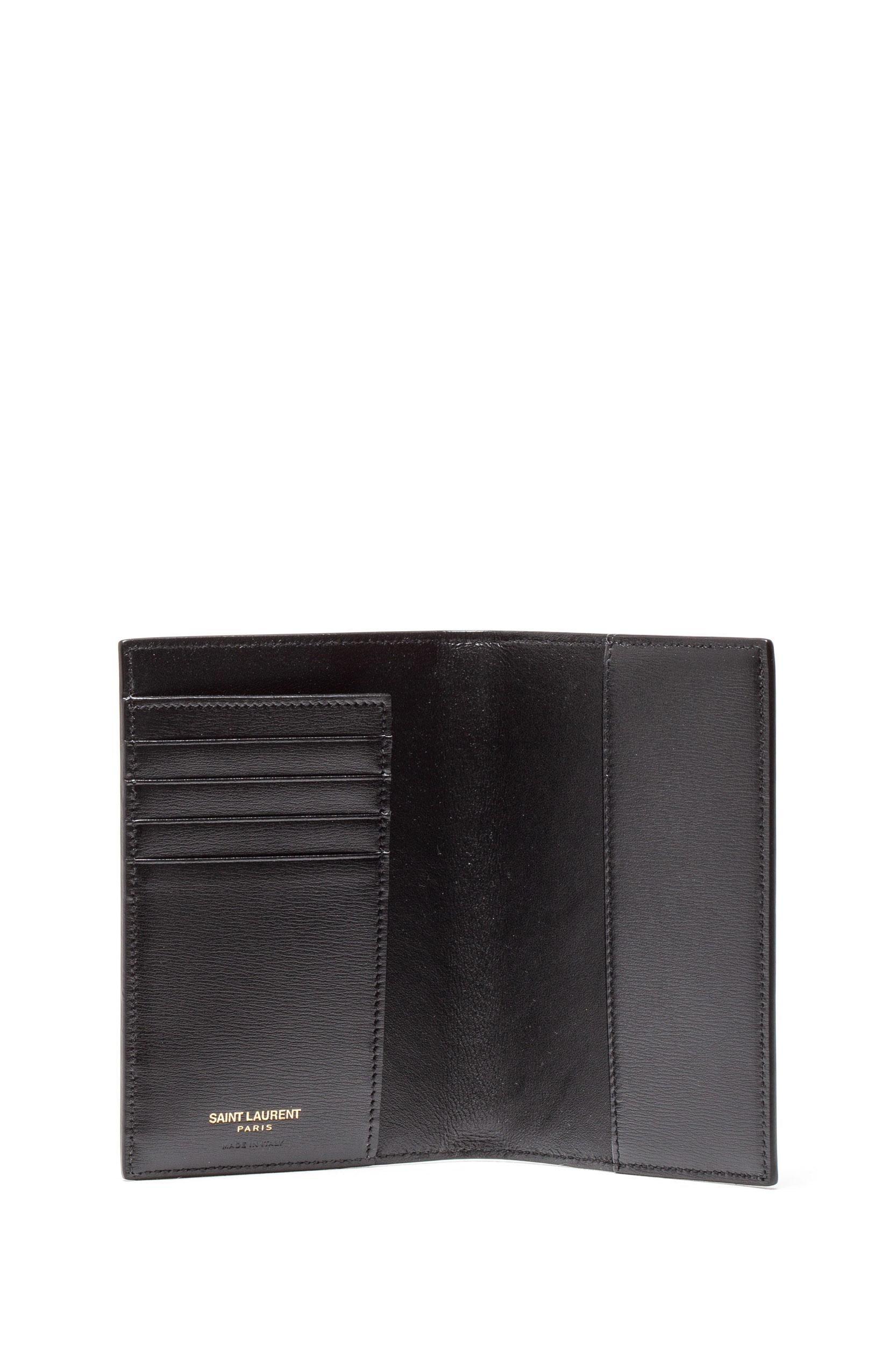 Porta Carte di Credito Monogram Piccolo in Pelle Opaca<BR/> 607659 02G0W 1000 SAINT LAURENT 