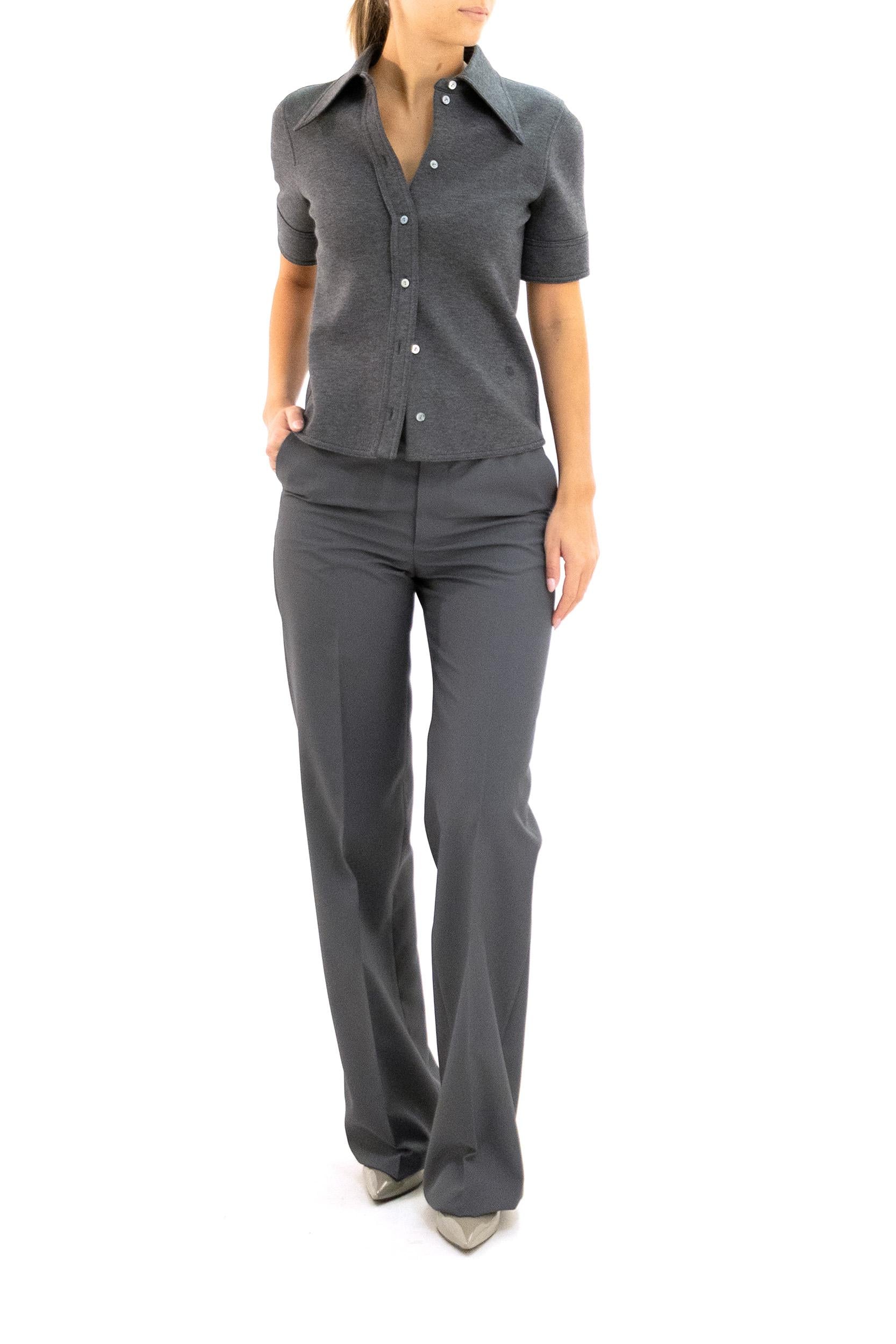 Camicia in jersey di cotone e lana di colore grigio<BR/> 836442 Z7AY9 1088 GUCCI 