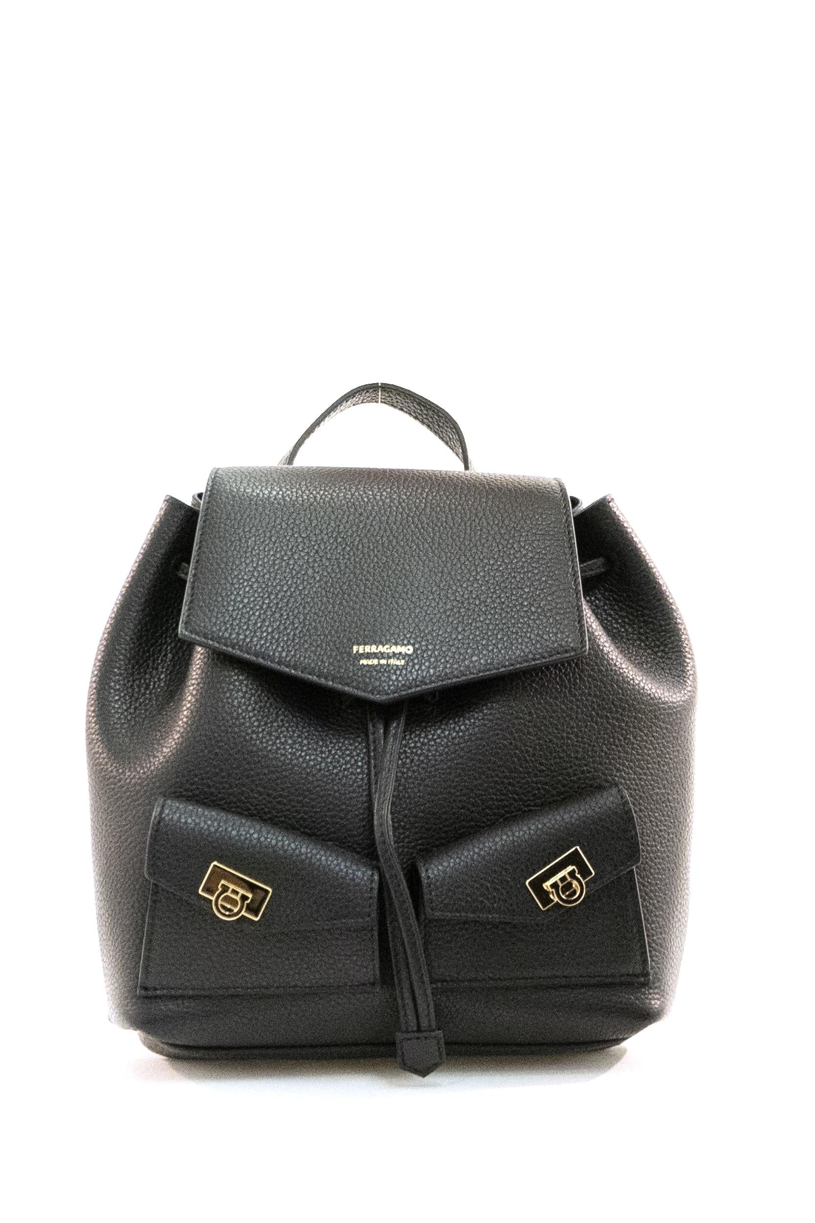 FERRAGAMO Zaino Hug pelle martellata nera<BR/> 220941 0785886 NERO FERRAGAMO 