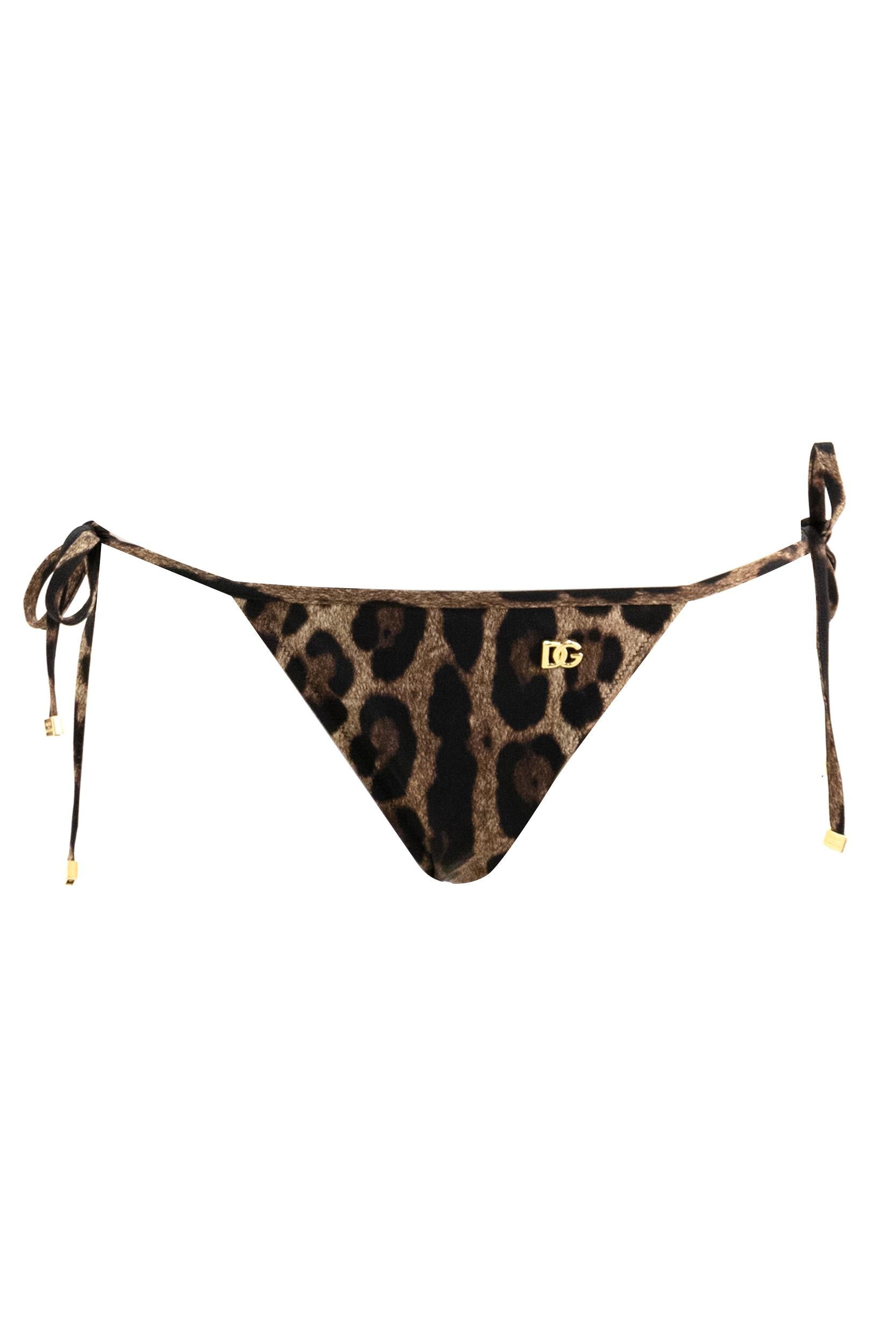 Slip con Laccetti da Mare Stampa Leopardo<BR/> O2A01J ONO11 HY13M DOLCE & GABBANA 