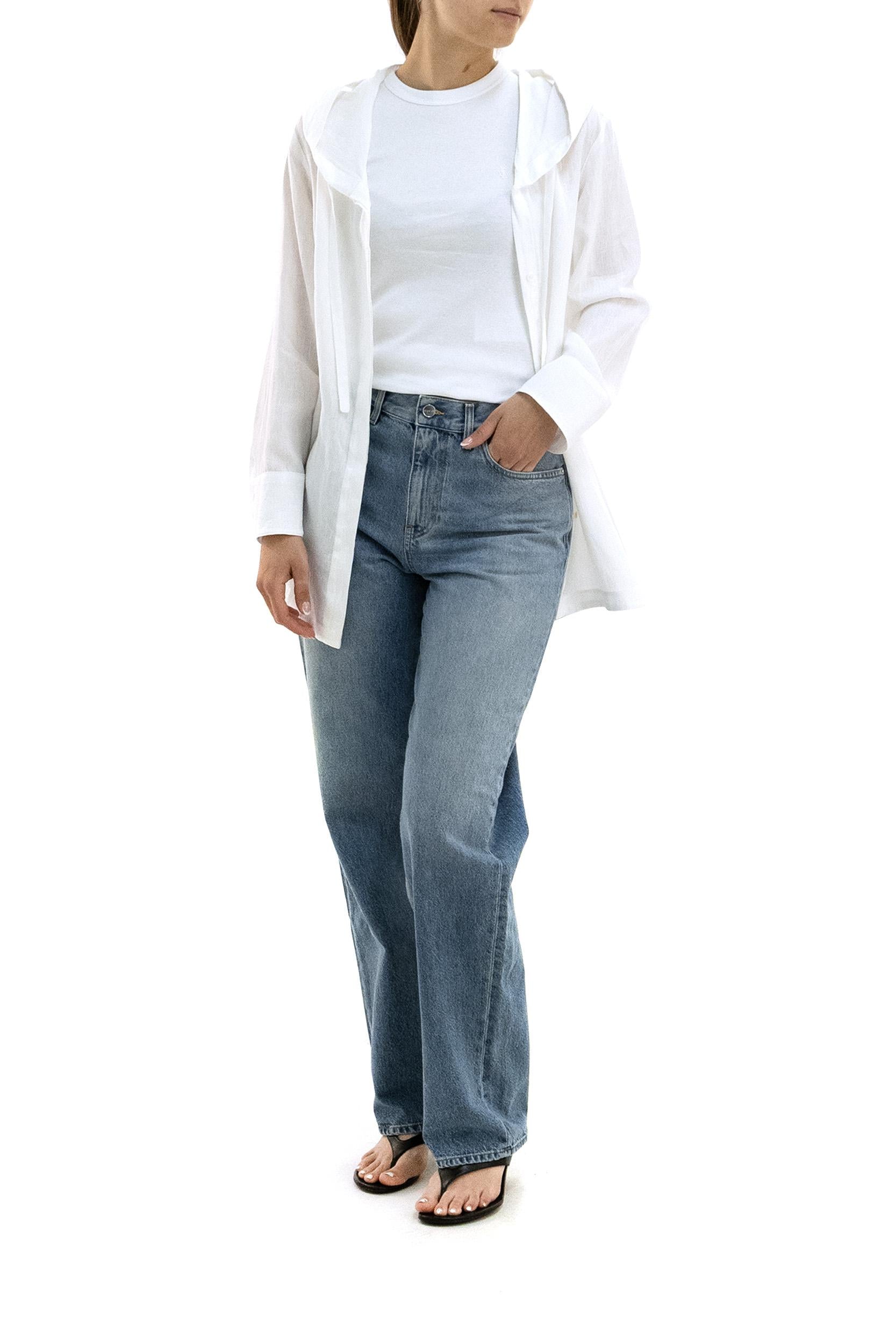 Blusa in lino di colore bianco<BR/> SMMPRUGNA 006 S MAX MARA 