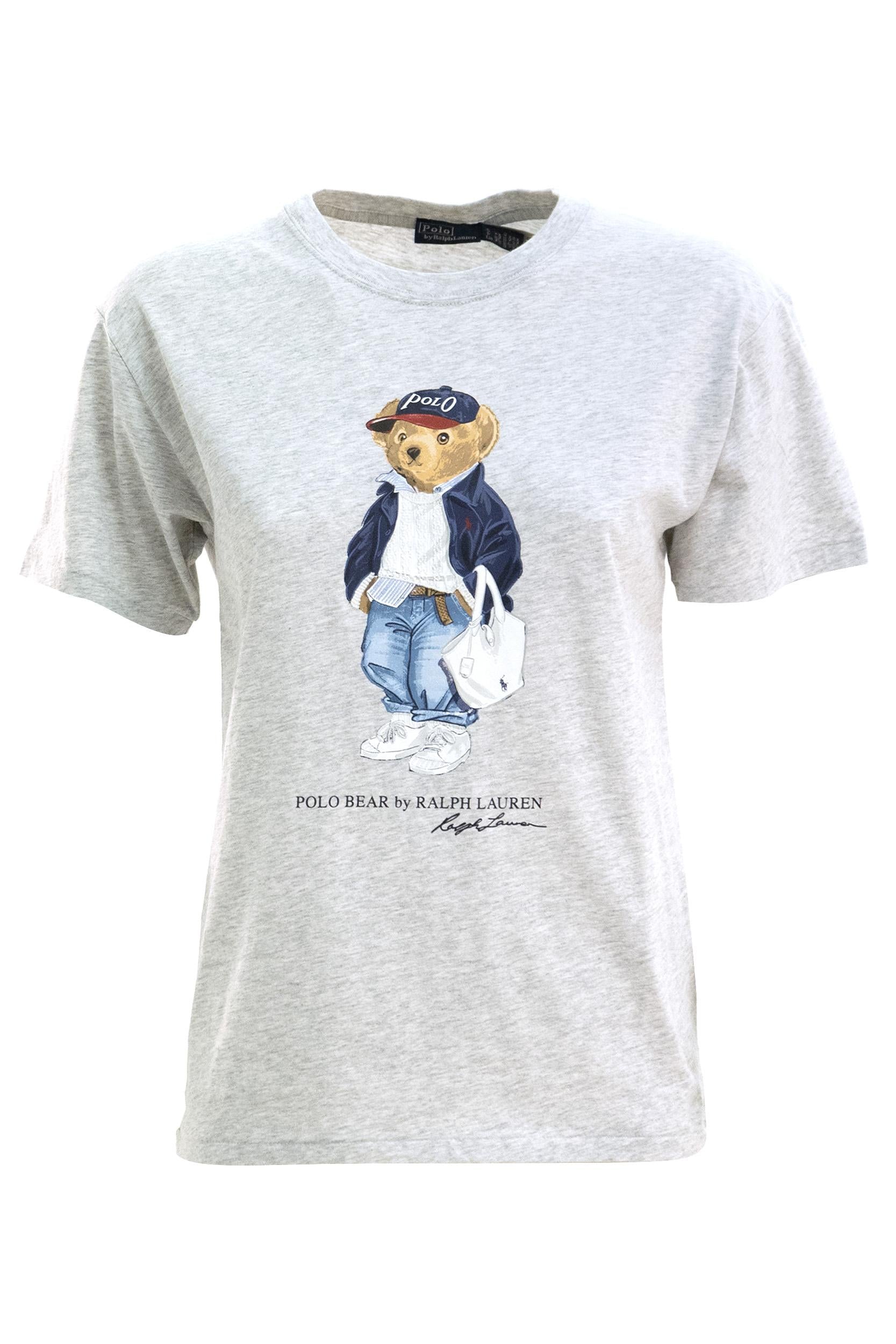 T-shirt Polo Bear in Jersey di Cotone<BR/> 211A96261001 LIGHT SMOKE POLO RALPH LAUREN 