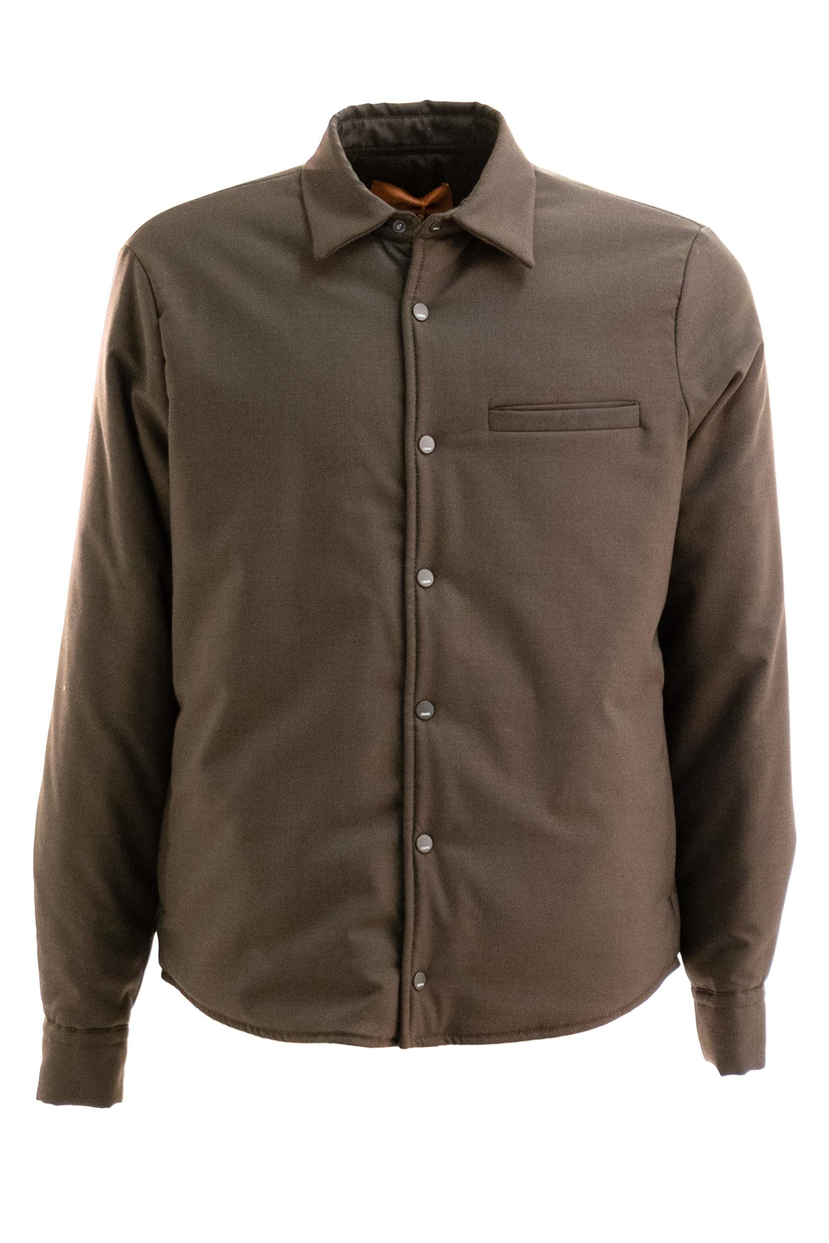 Overshirt in lana di colore marrone<BR/> S.M03.GRENOBLE 1627 144 CRUNA 