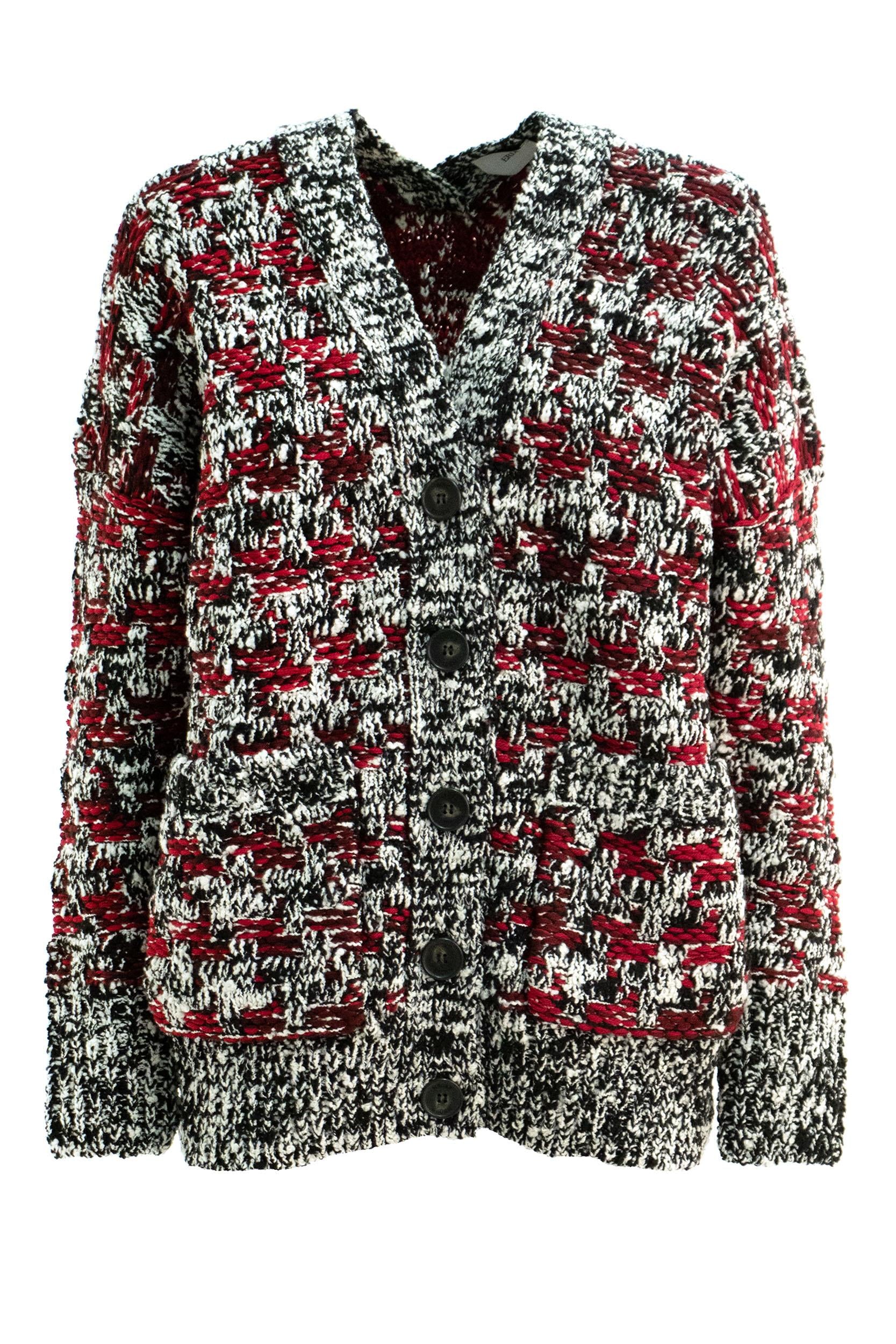 Cardigan <BR/> W1KT3BWRMK BLACK+WHITE+PLUM ERDEM 