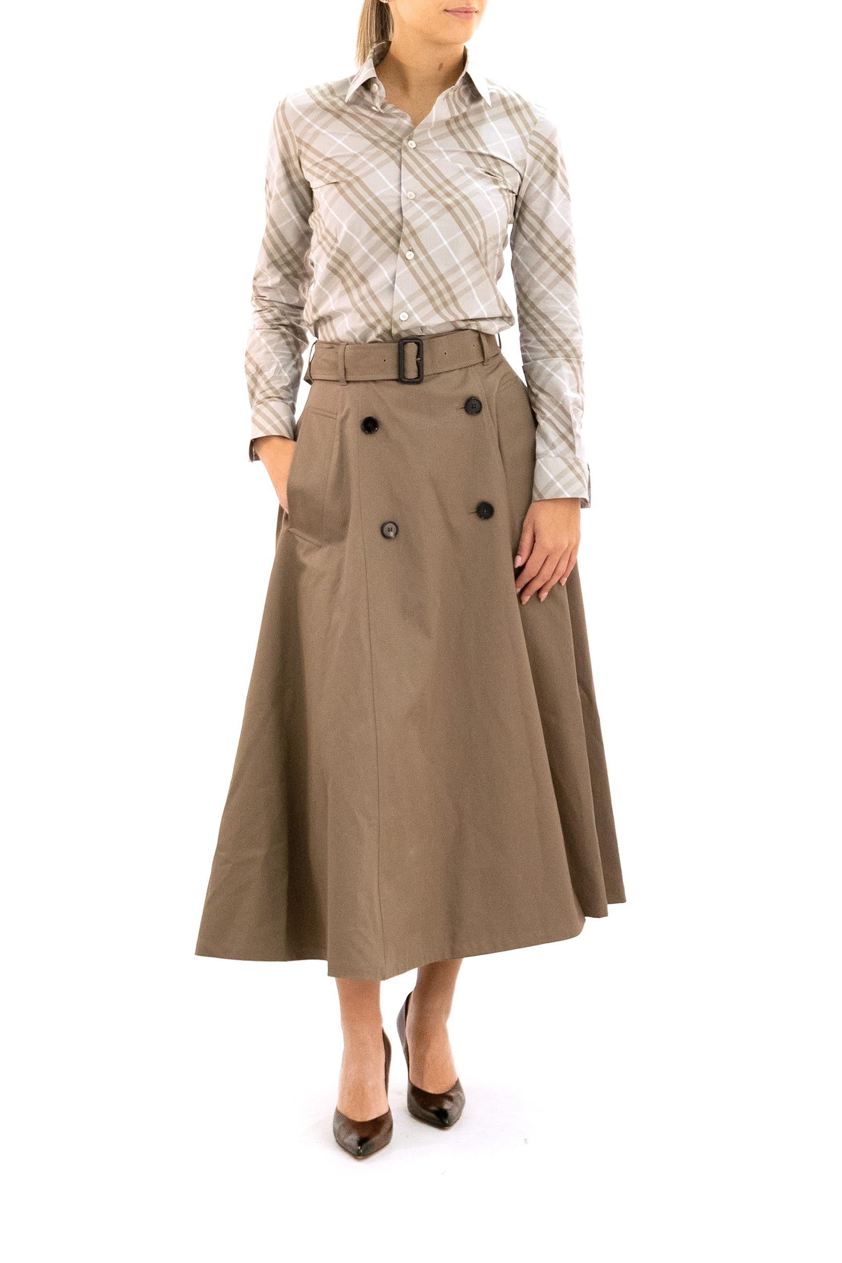 Camicia in popeline di cotone a motivo Burberry Check nei toni del grigio <BR/> 8115964 STONE GREY BURBERRY 