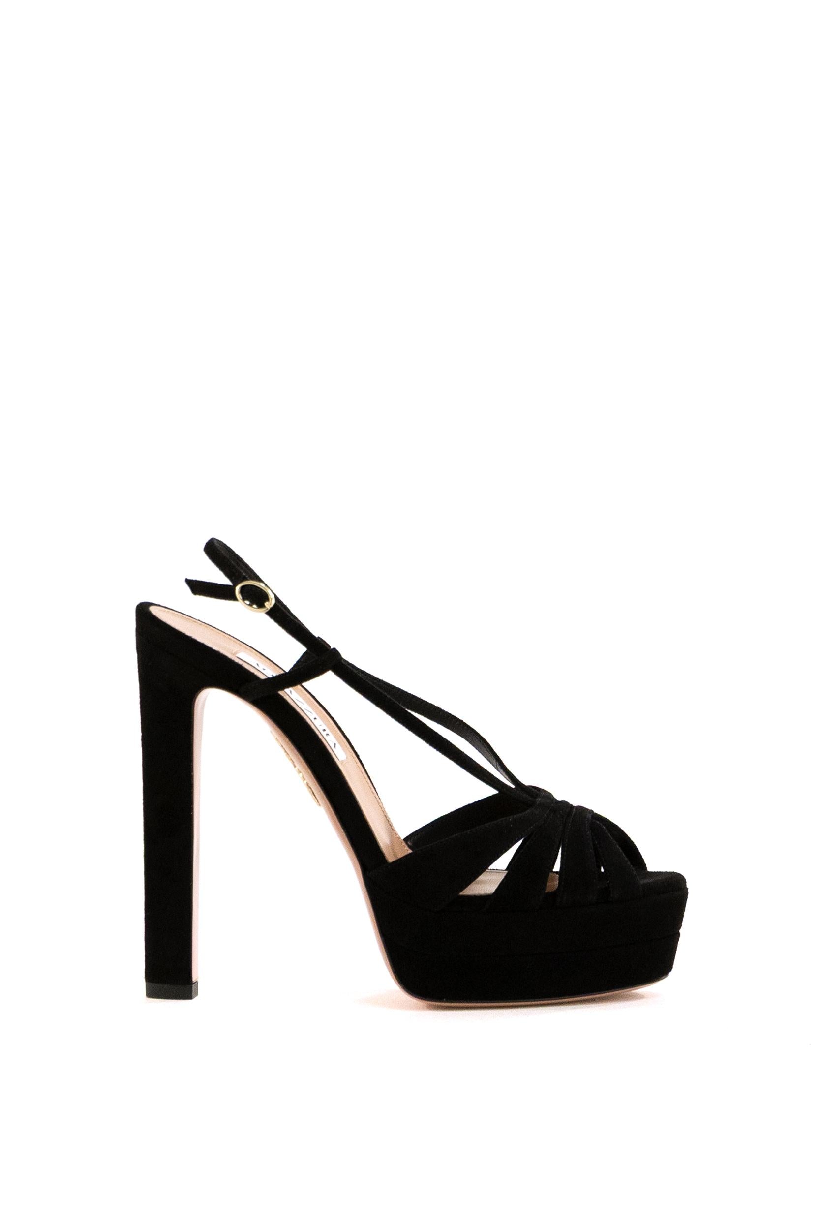 Sandali in suede di colore nero<BR/> AEEHIGB0-SUE BLACK AQUAZZURA 