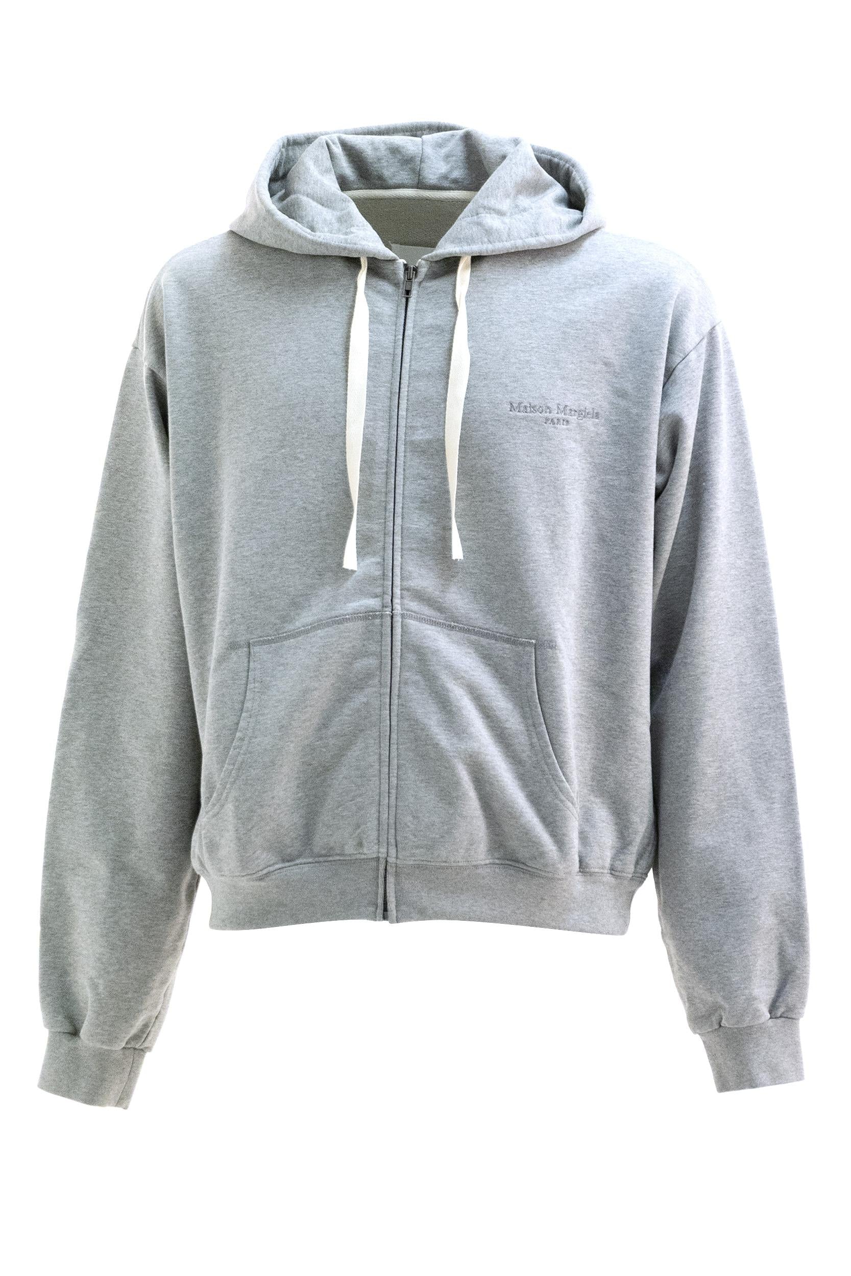 Felpa con cappuccio in cotone di colore grigio<BR/> S67HG0024 S25505 858M MAISON MARGIELA 