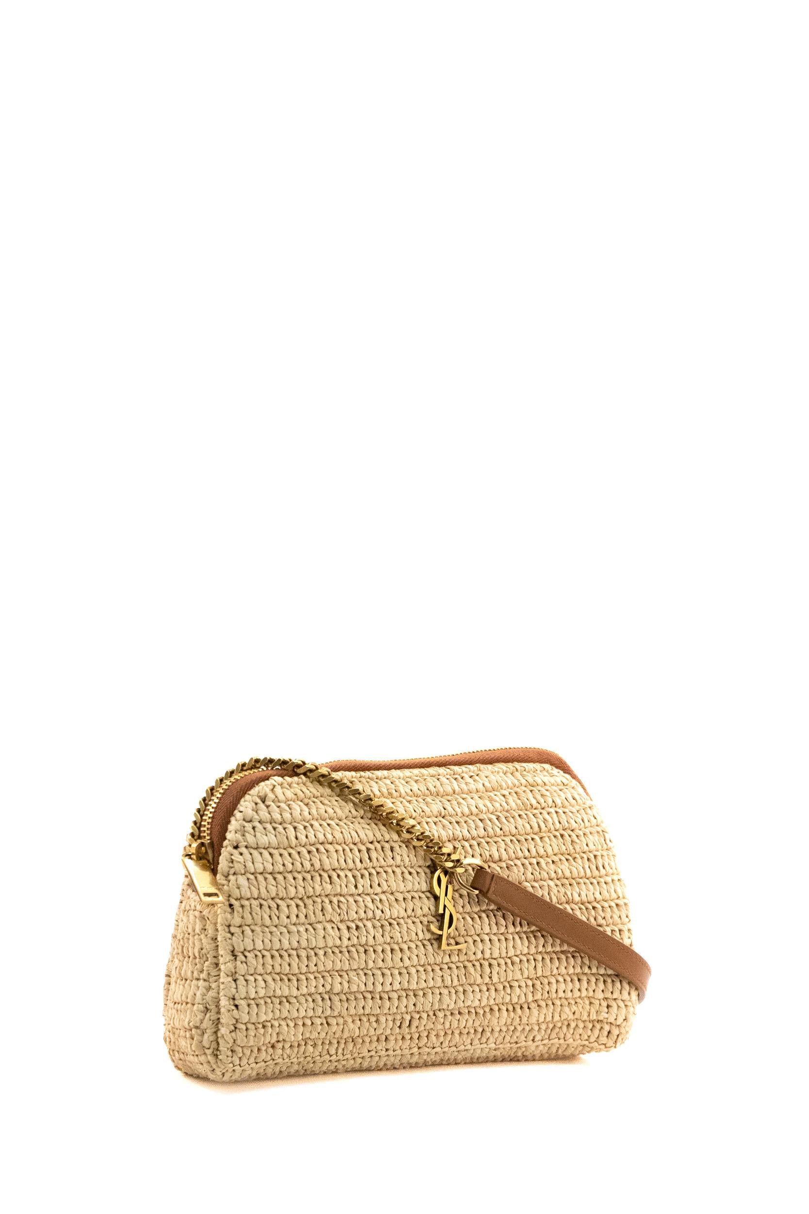 Pochette Gaby in raffia intrecciata color naturale <BR/> 774293 GAAEE 2080 SAINT LAURENT 