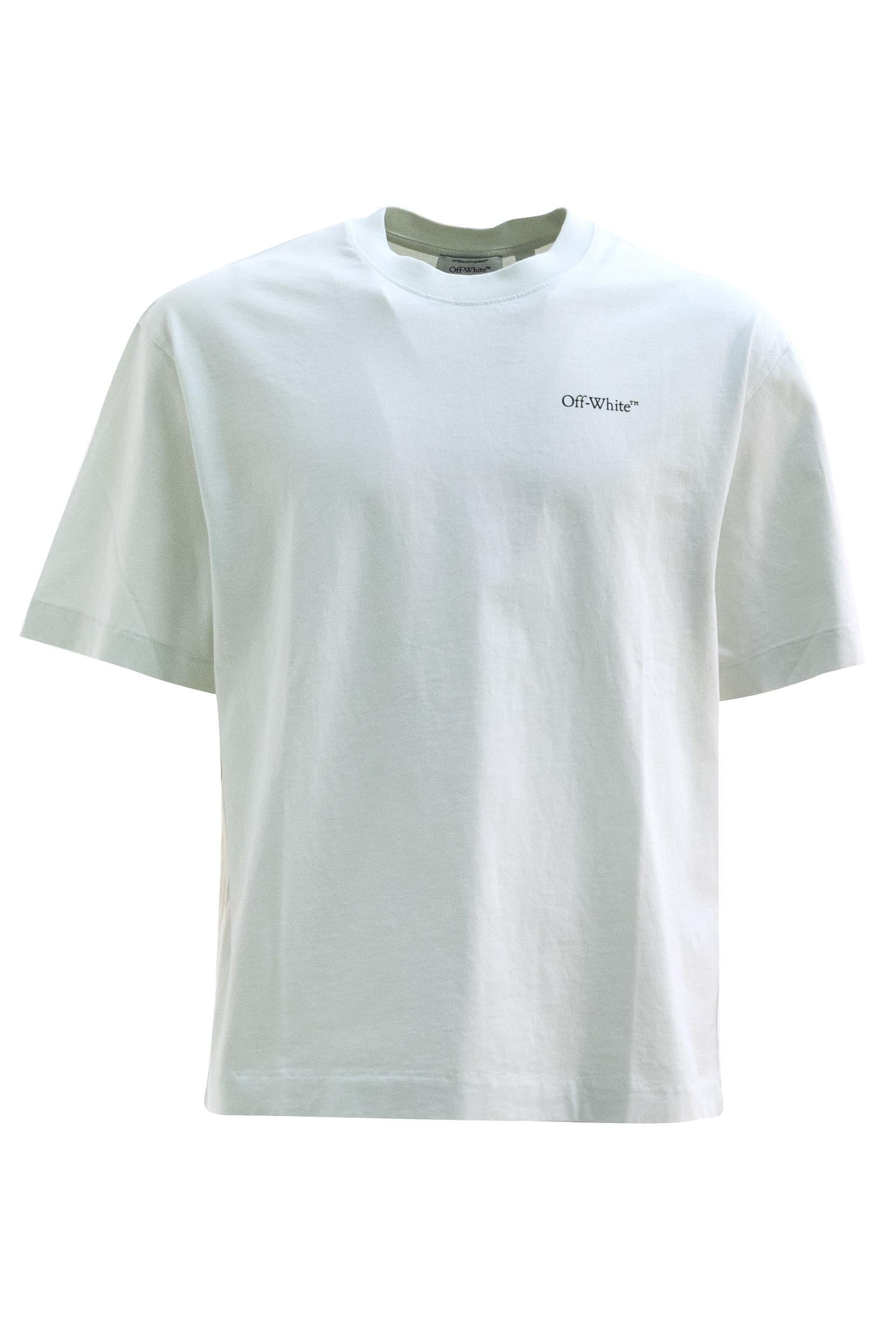 T-shirt in cotone di colore bianco<BR/> 44MAA120S26J008332 BLUEWASH OFF WHITE 