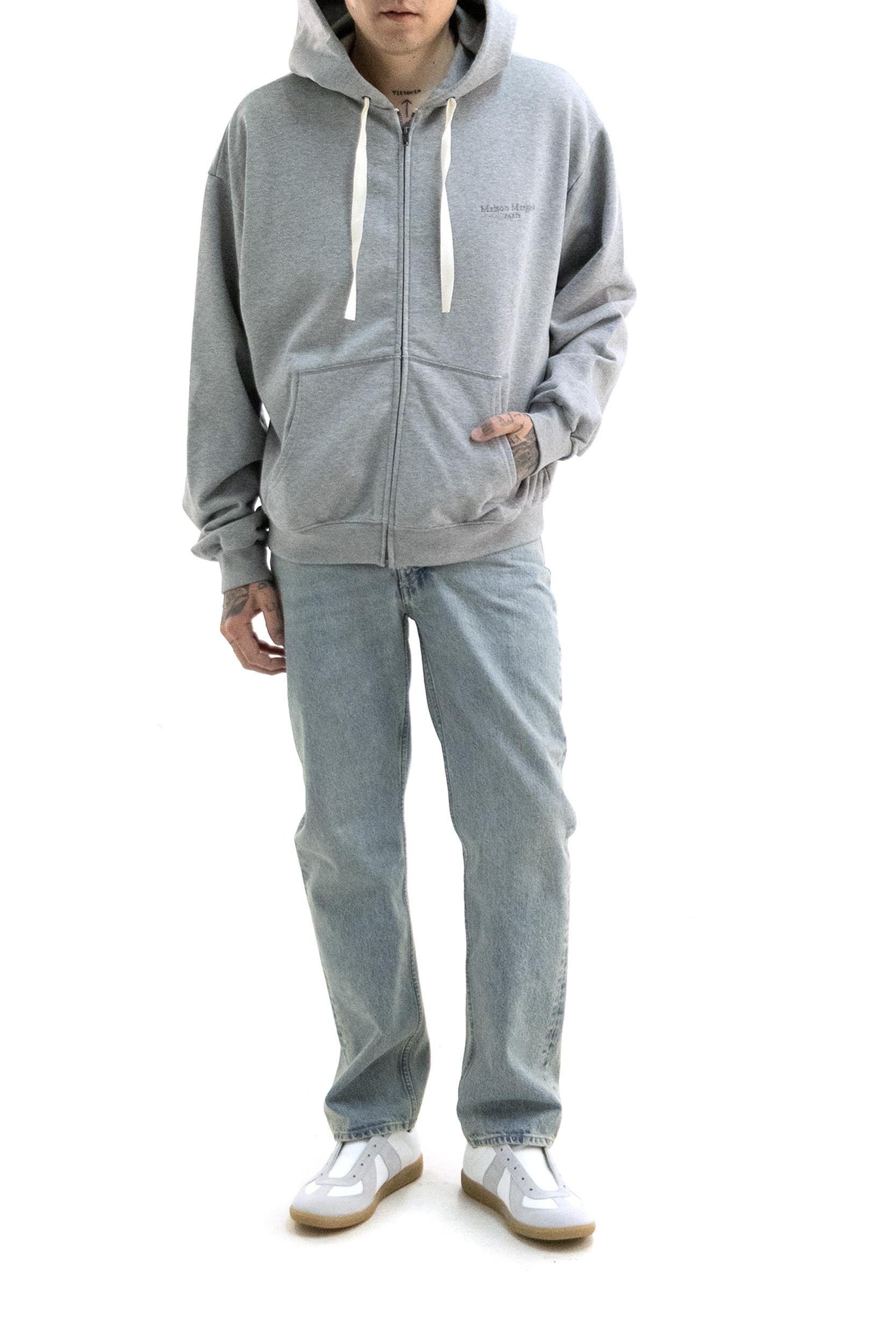 Felpa con cappuccio in cotone di colore grigio<BR/> S67HG0024 S25505 858M MAISON MARGIELA 
