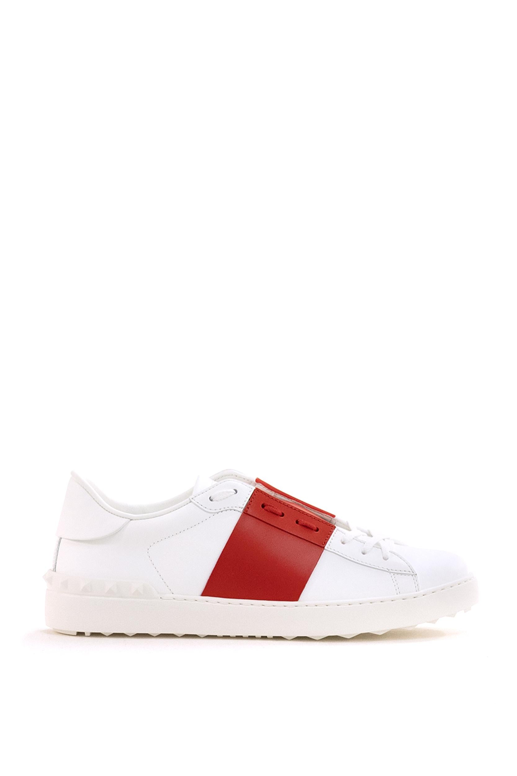 Sneakers Open low-top in pelle liscia color bianco con fasce laterali blu 8Y2S0830BLU D5F VALENTINO GARAVANI 