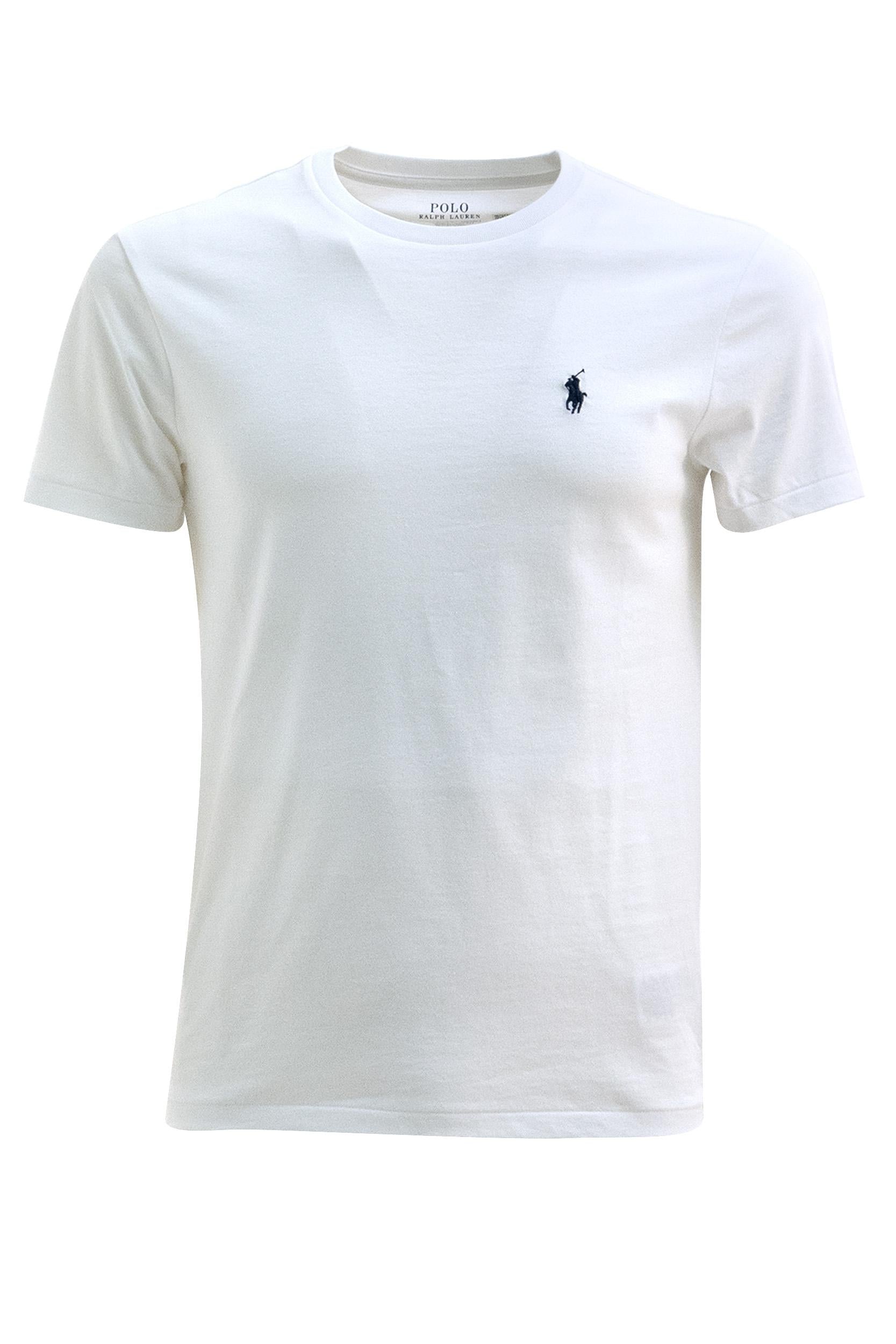 T-shirt in cotone di colore bianco 710680785003 WHITE POLO RALPH LAUREN 
