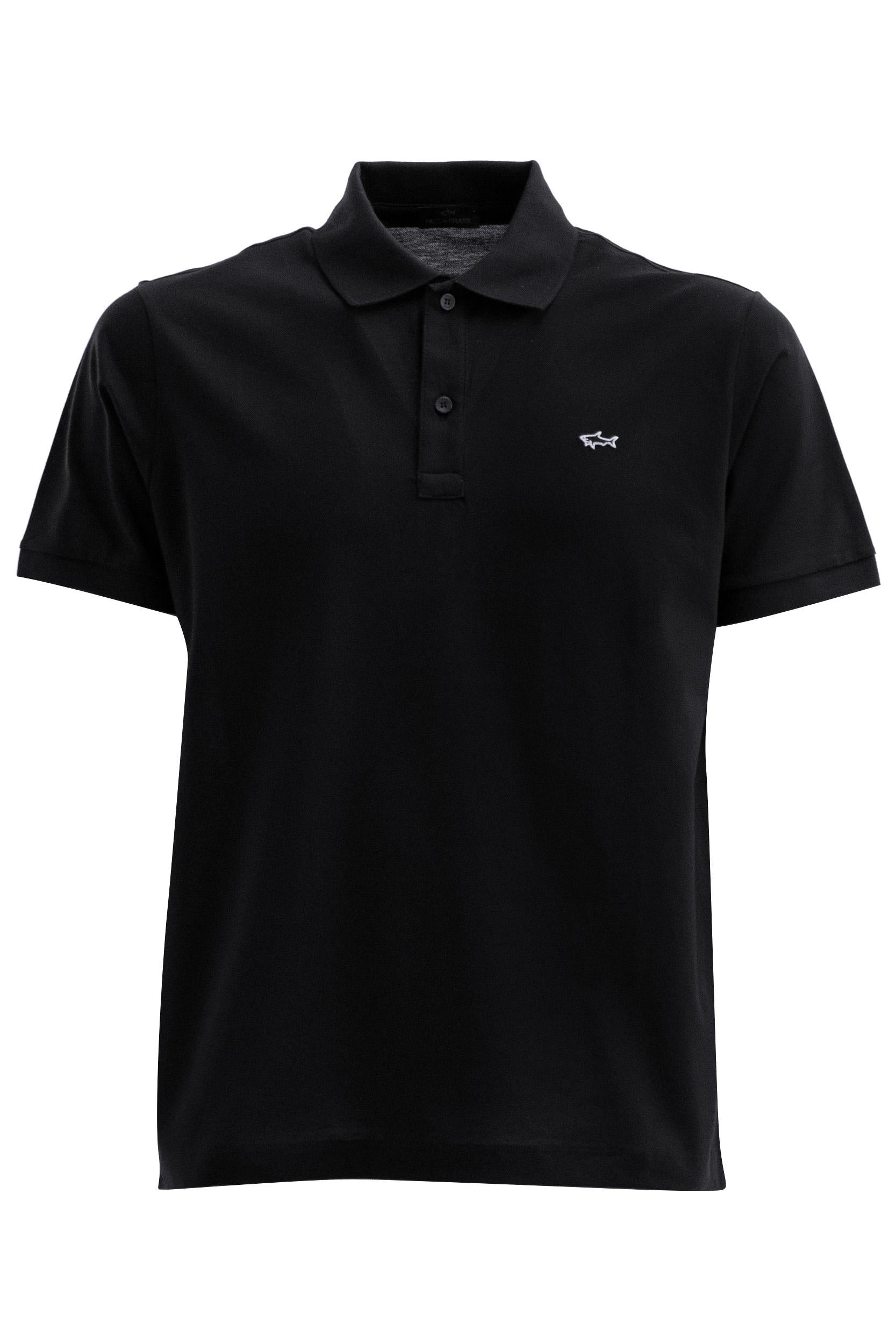 Polo in piqué di cotone di colore nero 99311001 011 PAUL & SHARK 