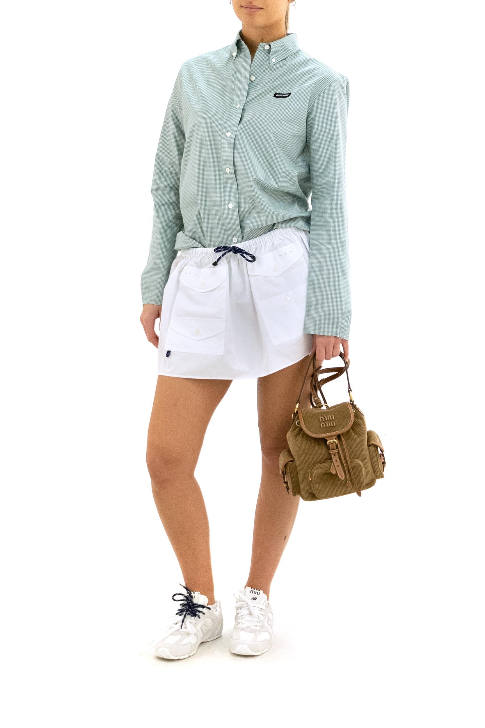 Camicia in popeline a quadretti color bianco e verde<BR/> MK1842 S OOO 1805 F077U MIU MIU 