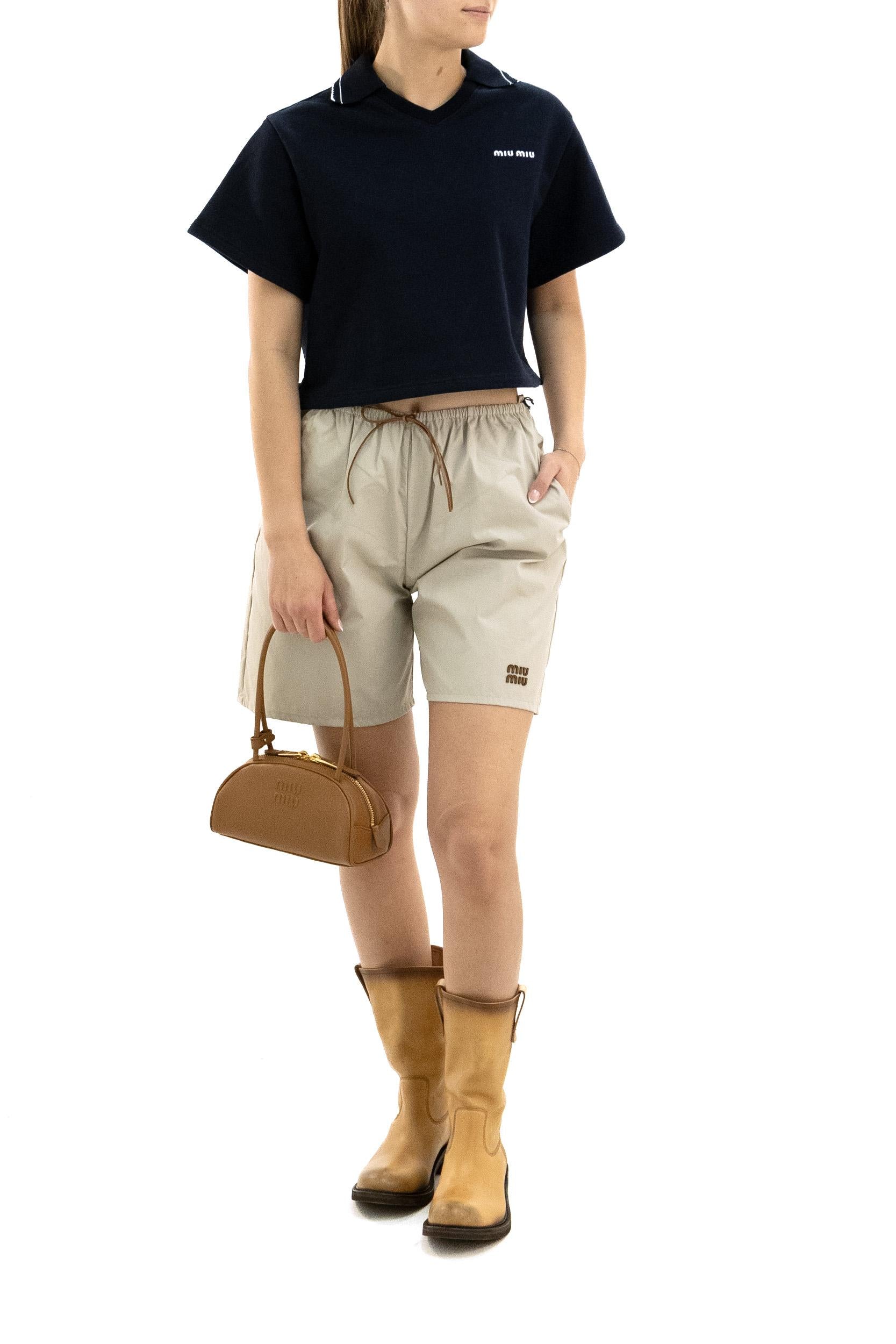 Felpa in cotone di colore blu<BR/> MJNA41 S OOO 191L F0008 MIU MIU 
