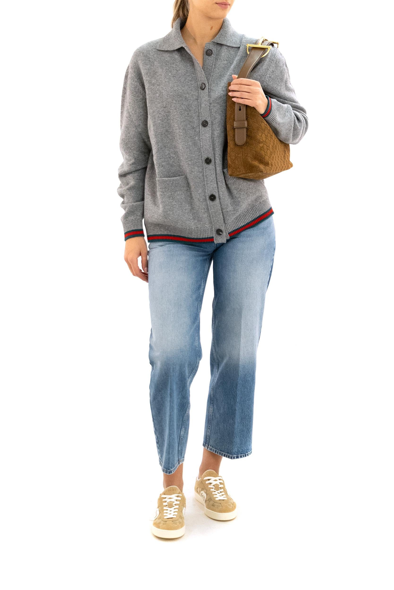 Cardigan in lana e cashmere color grigio<BR/> 848257 XKE92 1084 GUCCI 