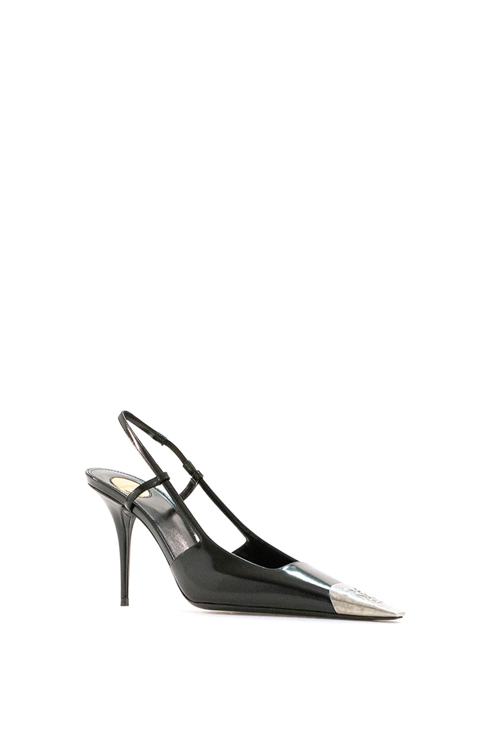 Slingback Jeanne in pelle lucida di colore nero<BR/> 841158 AAFAN 1000 SAINT LAURENT 