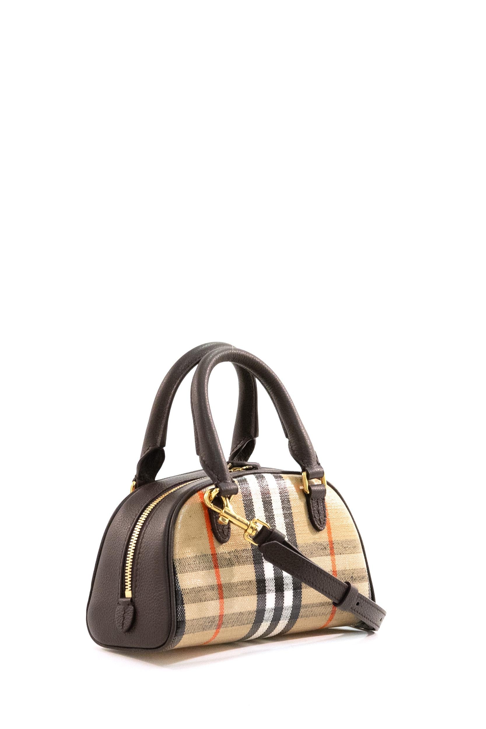 Borsa bowling Highlands mini? in tessuto Check <BR/> 8115281 SAND BURBERRY 