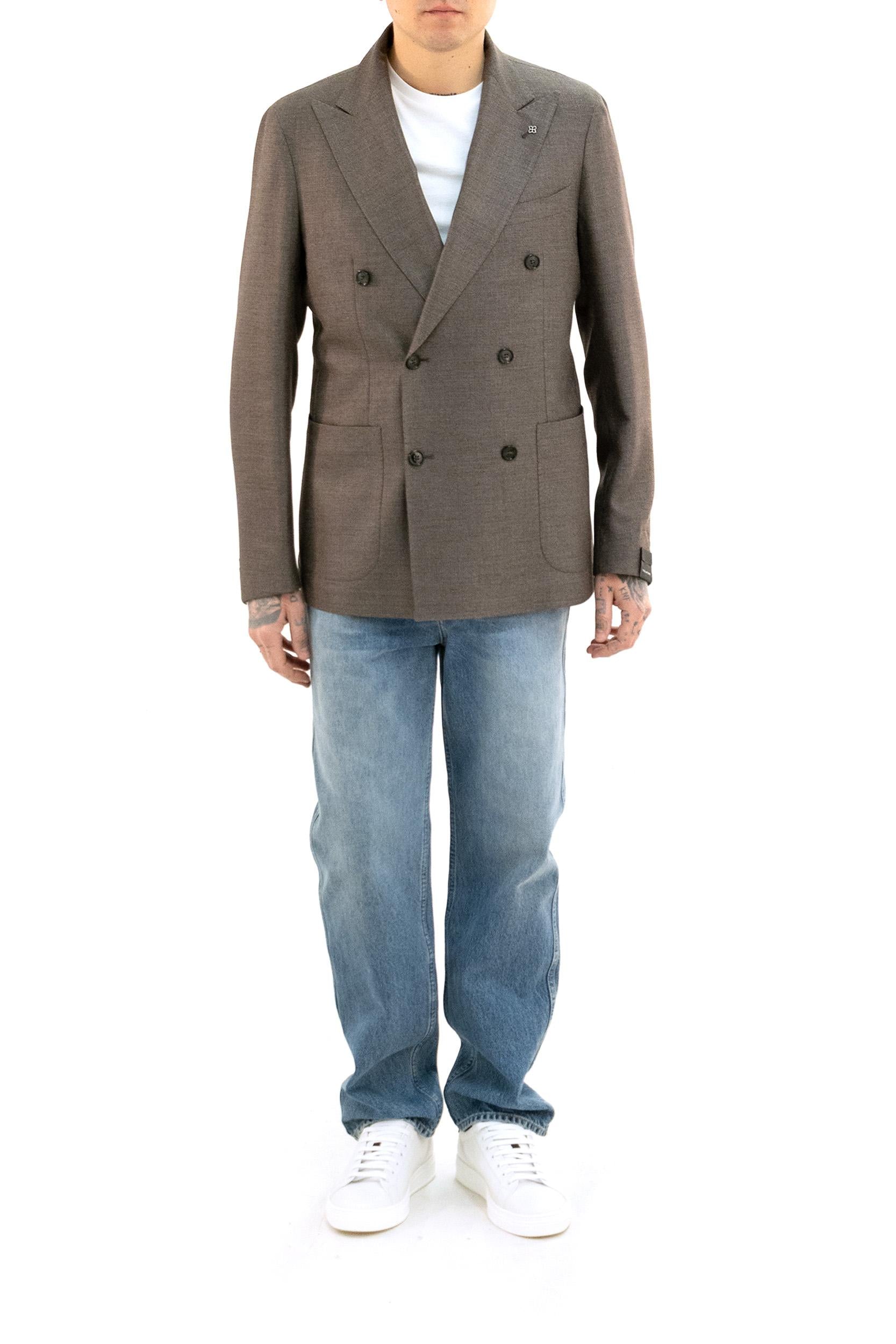 Giacca Doppiopetto in Seta e Lana Vergine<BR/> 1SVS20K-PE B30001 T3271 TAGLIATORE 