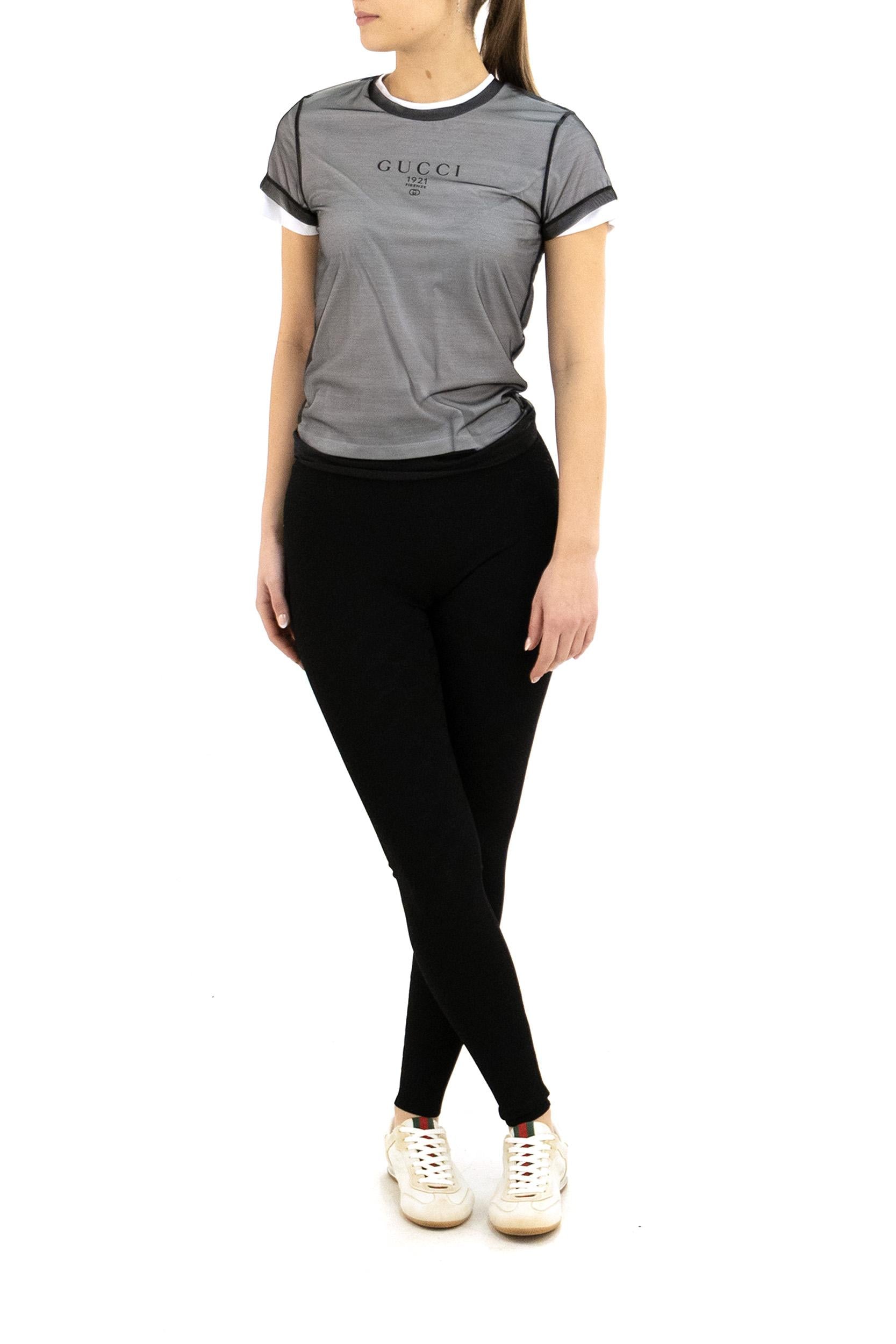 T-shirt in Jersey a Doppio Strato con Stampa<BR/> 856822 XJHQ5 9097 GUCCI 